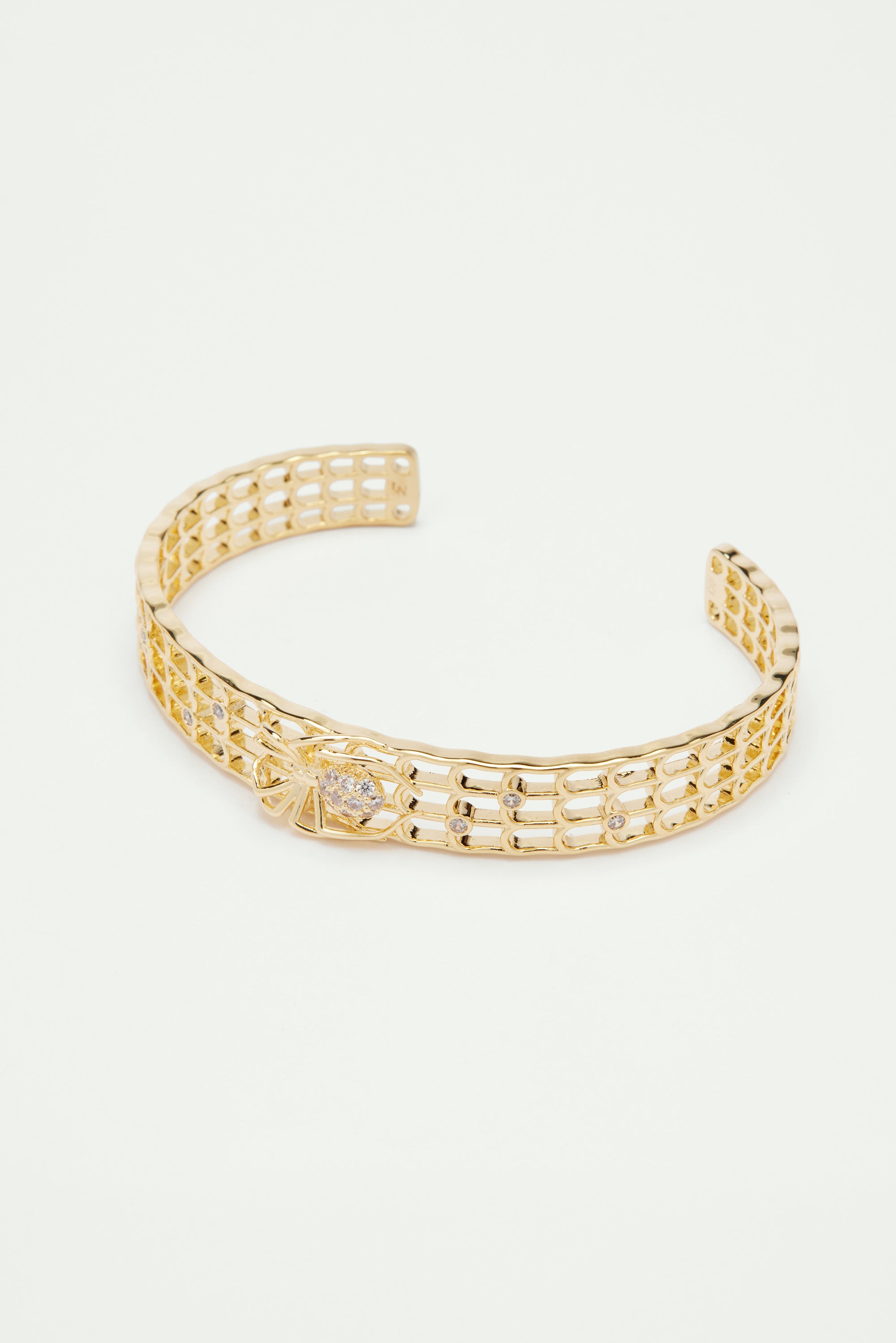 Openwork enamel spider and crystal bangle bracelet