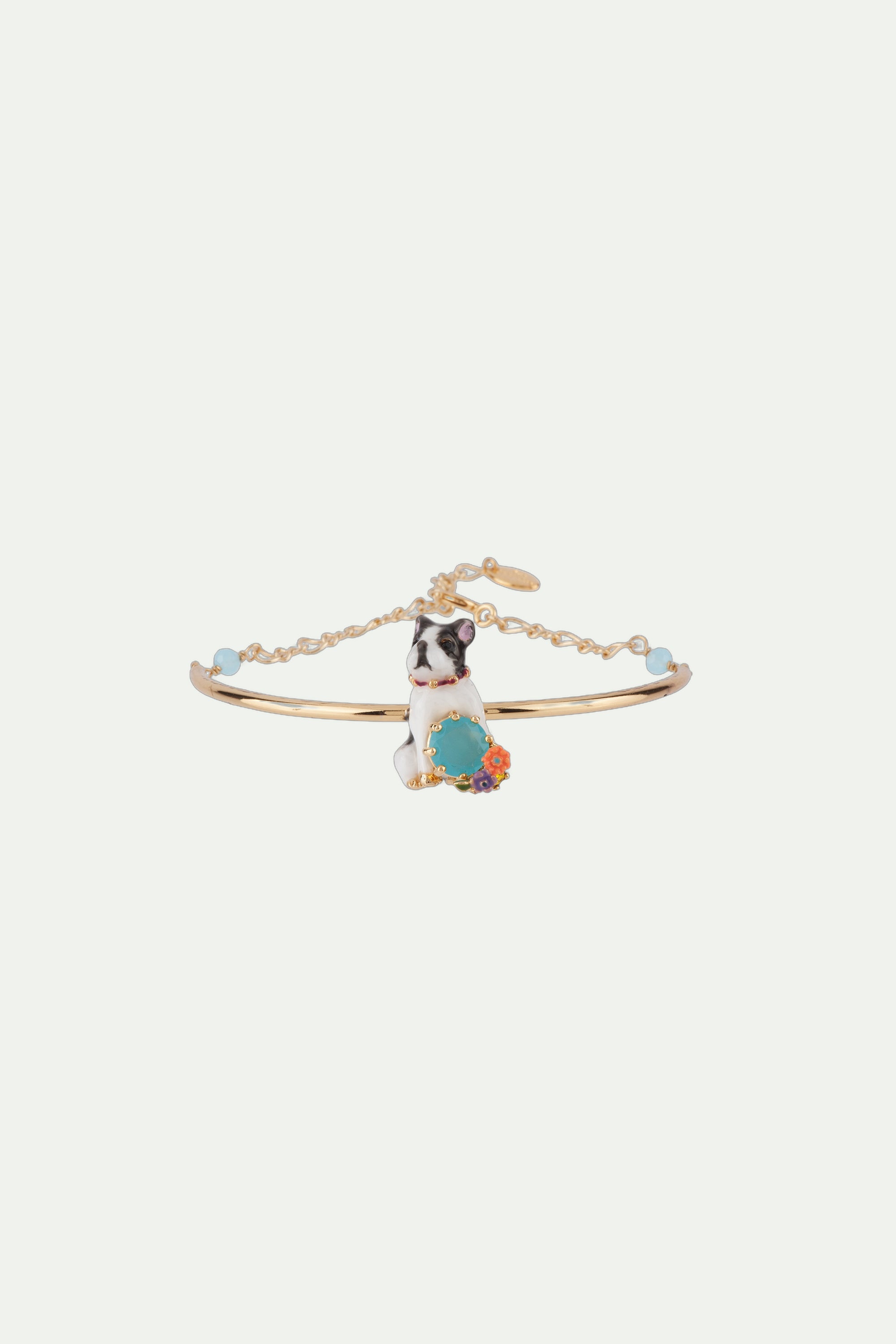 Semi-rigid Bracelet LES NEREIDES LOVES ANIMALS Dog & blue stone DOG