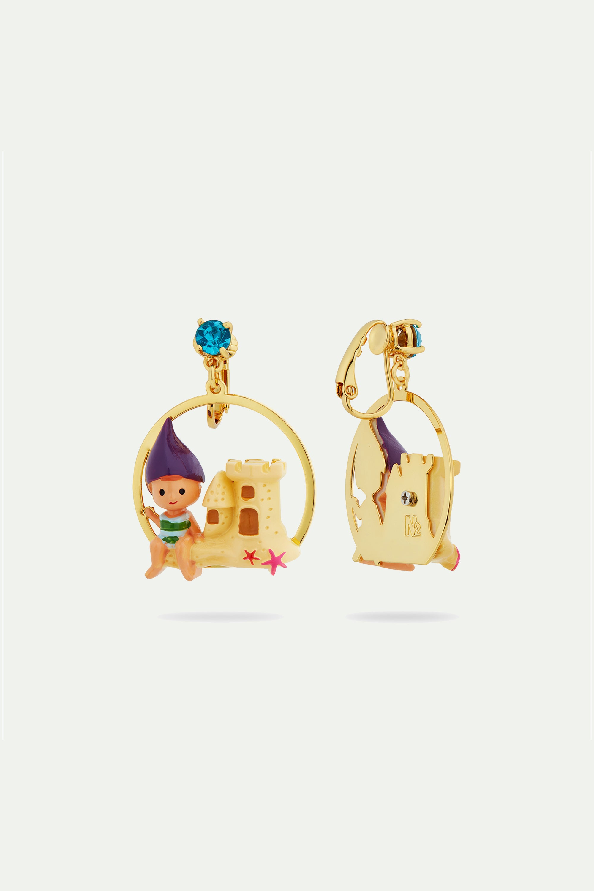 Garden gnome and sandcastle earrings