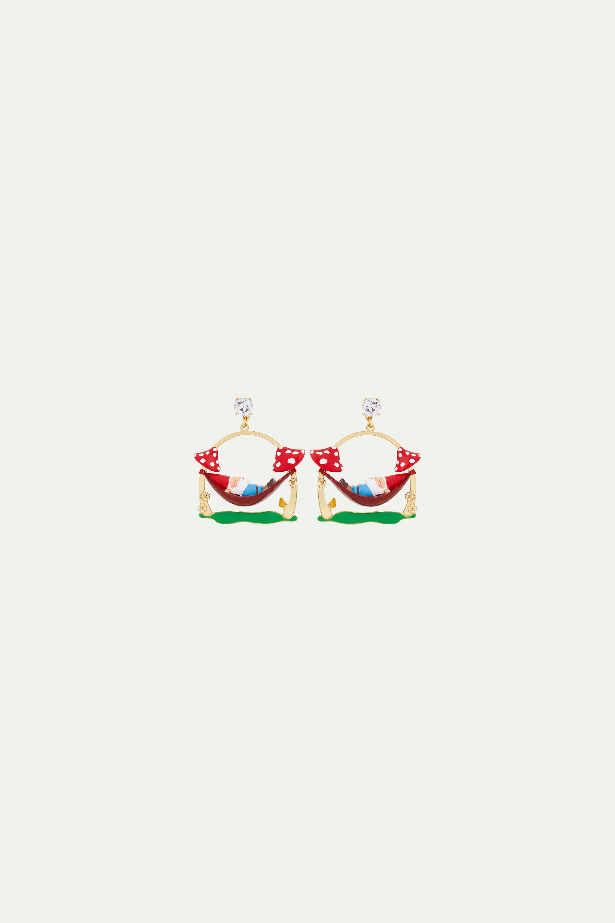 Garden gnome on a hamac clip-on earrings