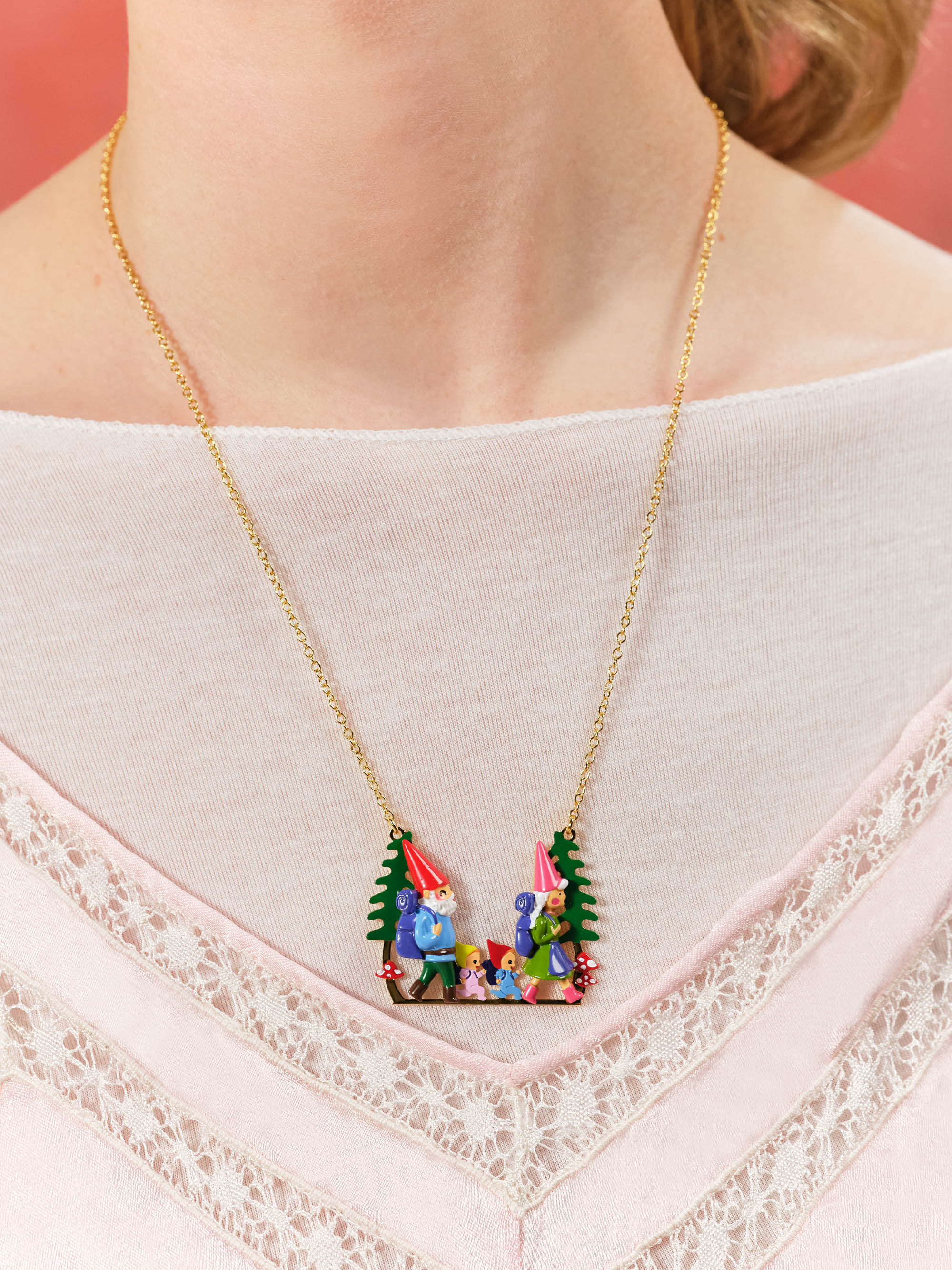 Hiking Toadstool Family statement necklace