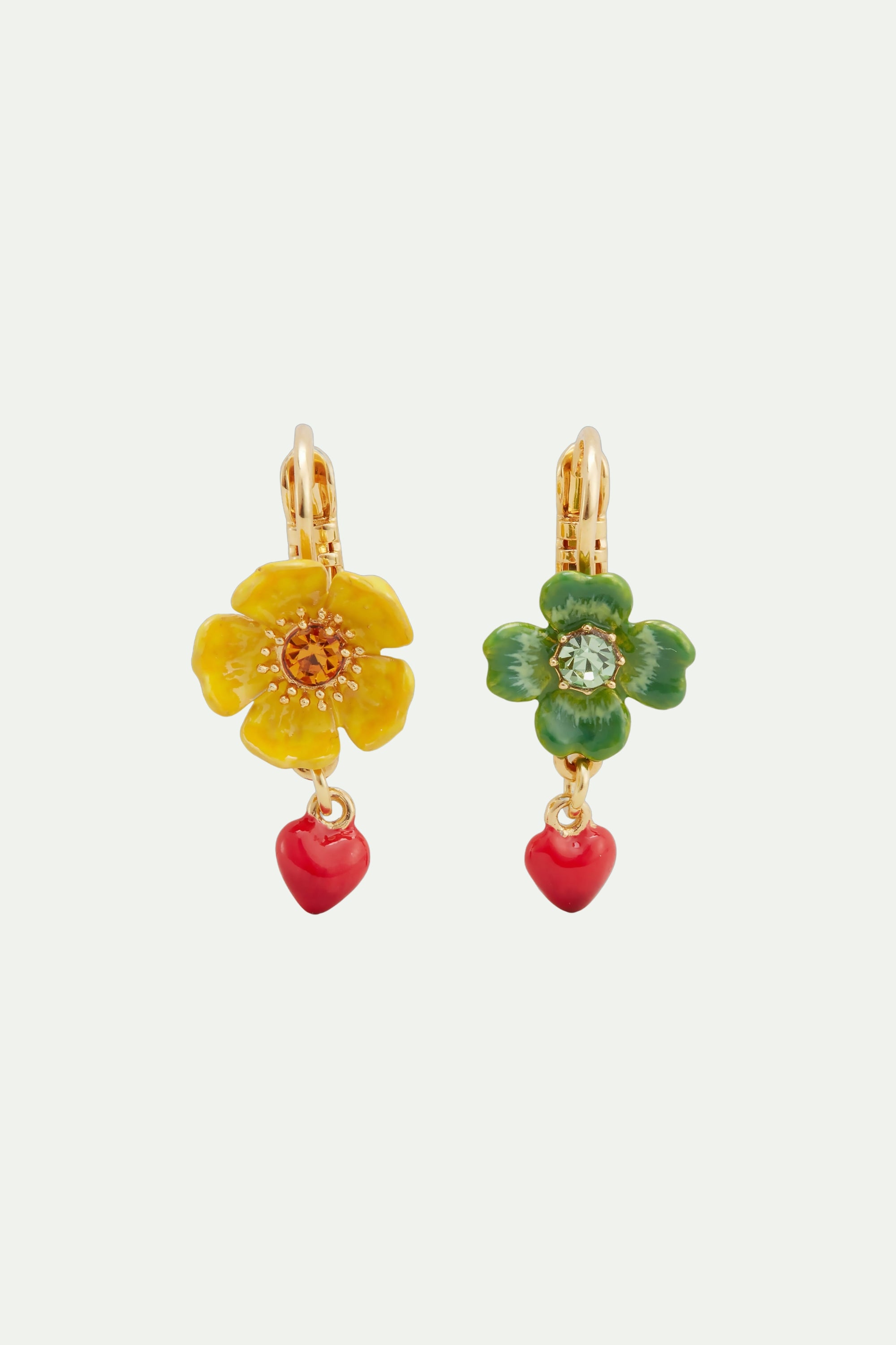 Clover and buttercup clip-on earrings