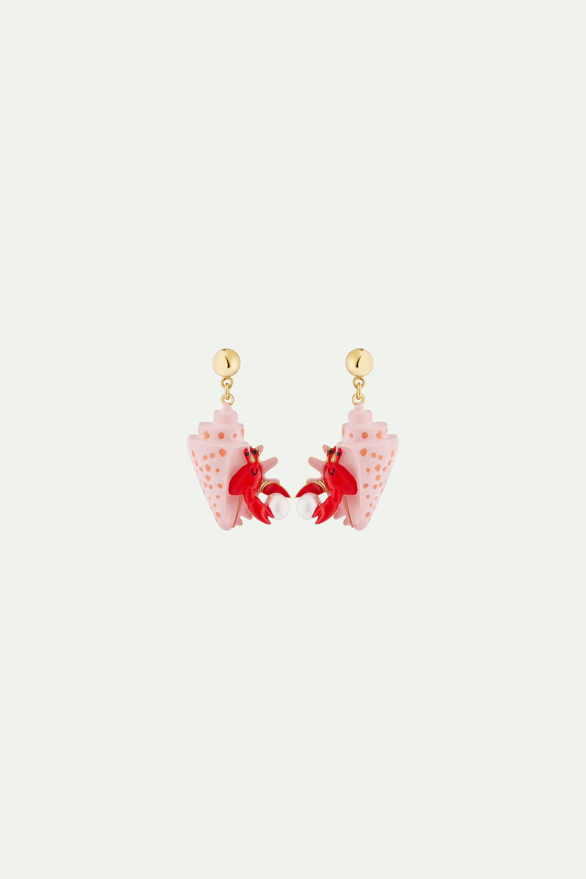 Hermit crab and pearl earrings