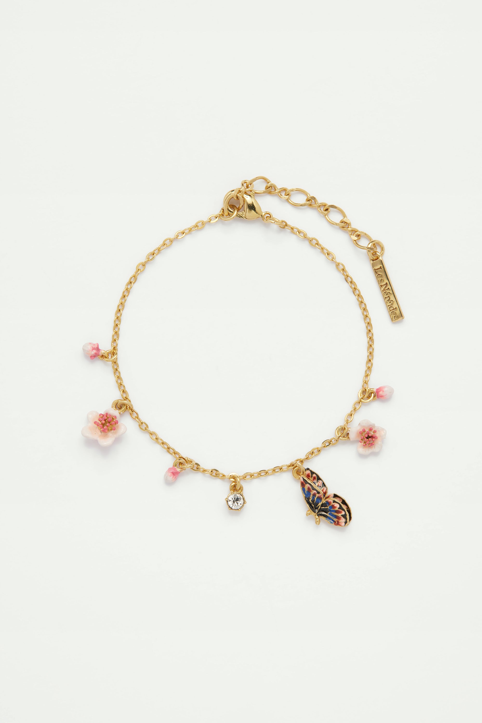 Japanese Emperor butterfly and cherry blossom thin bracelet