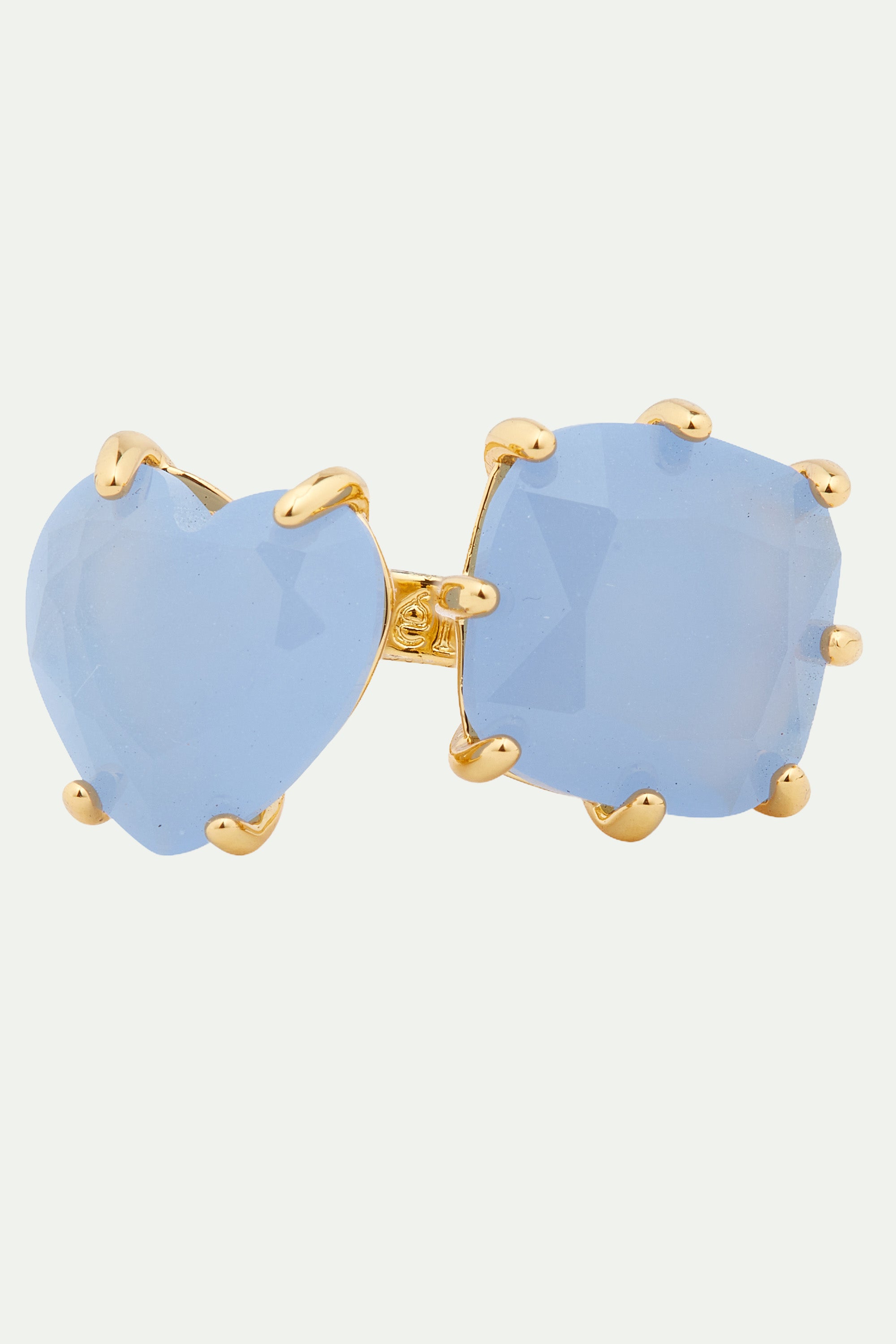 Sky blue Diamantine adjustable you and me ring