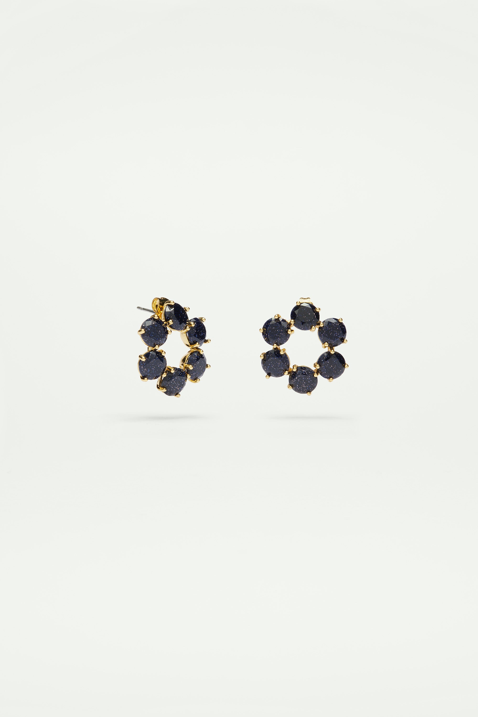 Deep Sparkling Blue 6 Stones La Diamantine Stud Creoles