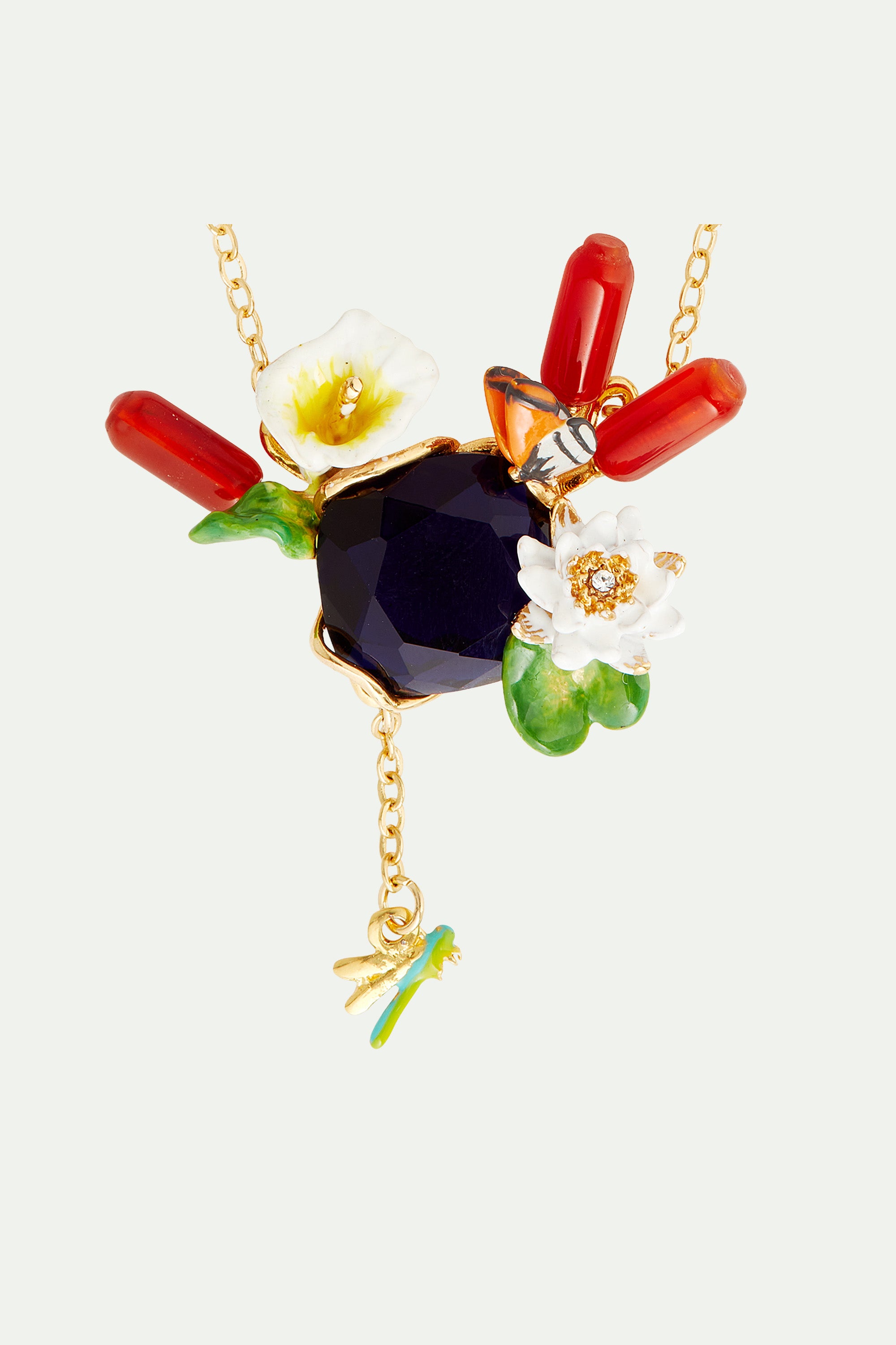 Giverny water garden and blue stone statement necklace