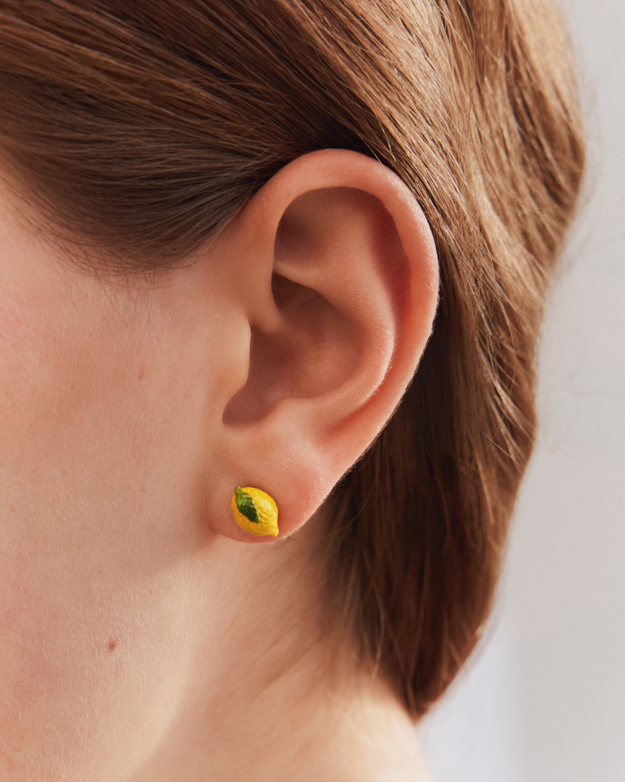 Asymmetrical lemon and orange blossom earrings