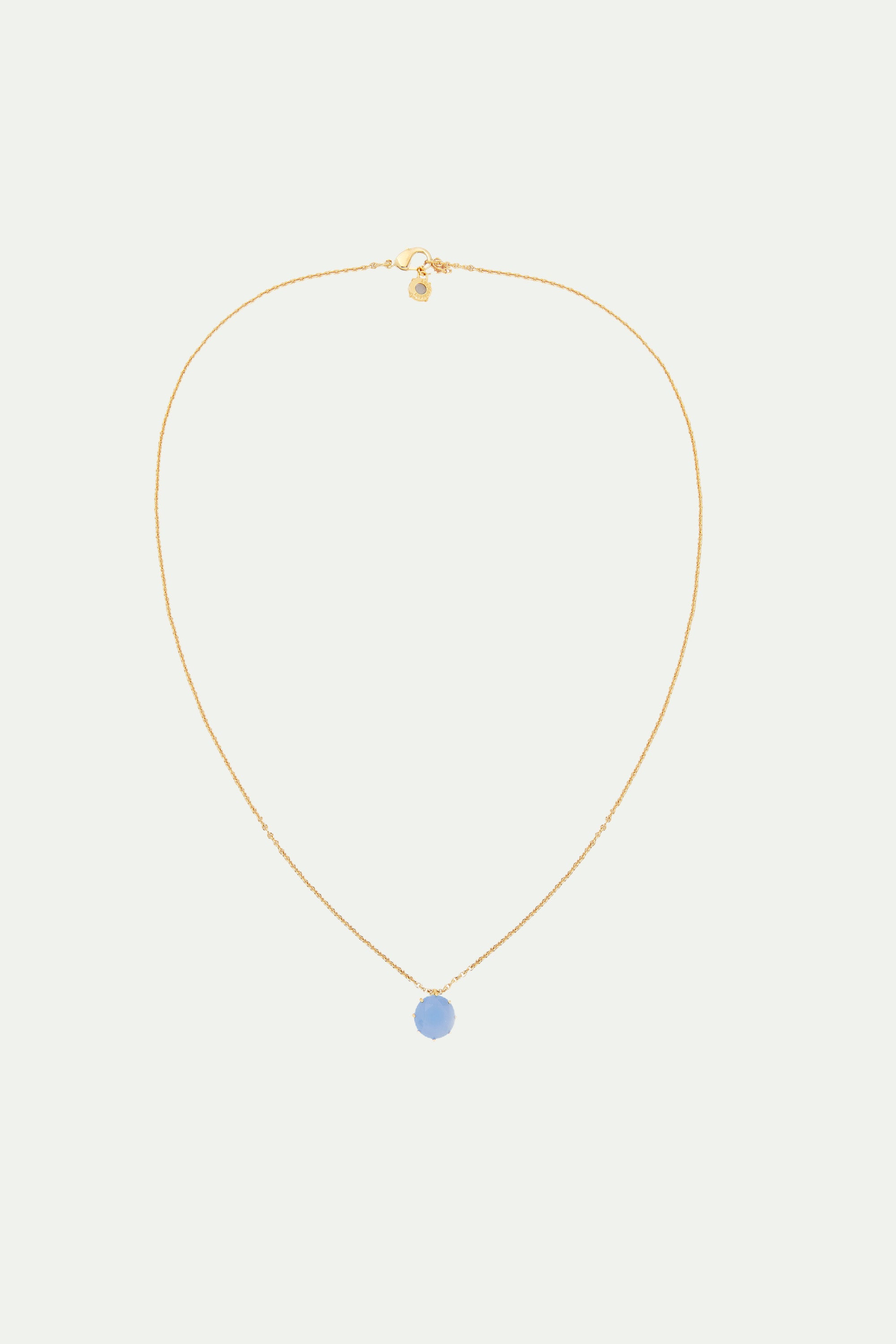 Sky blue Diamantine round stone long necklace