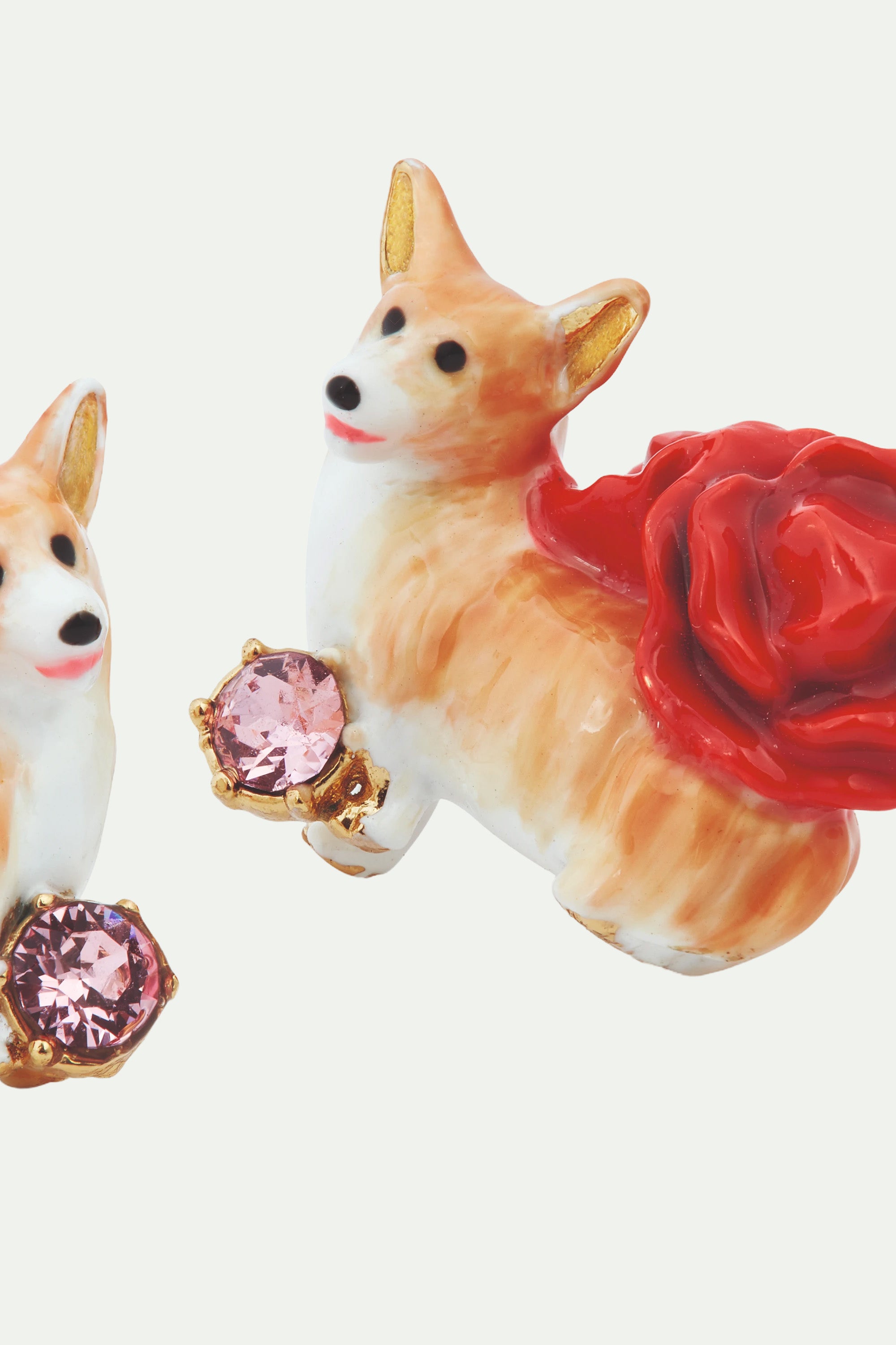 Corgi and red roses sleeper earrings