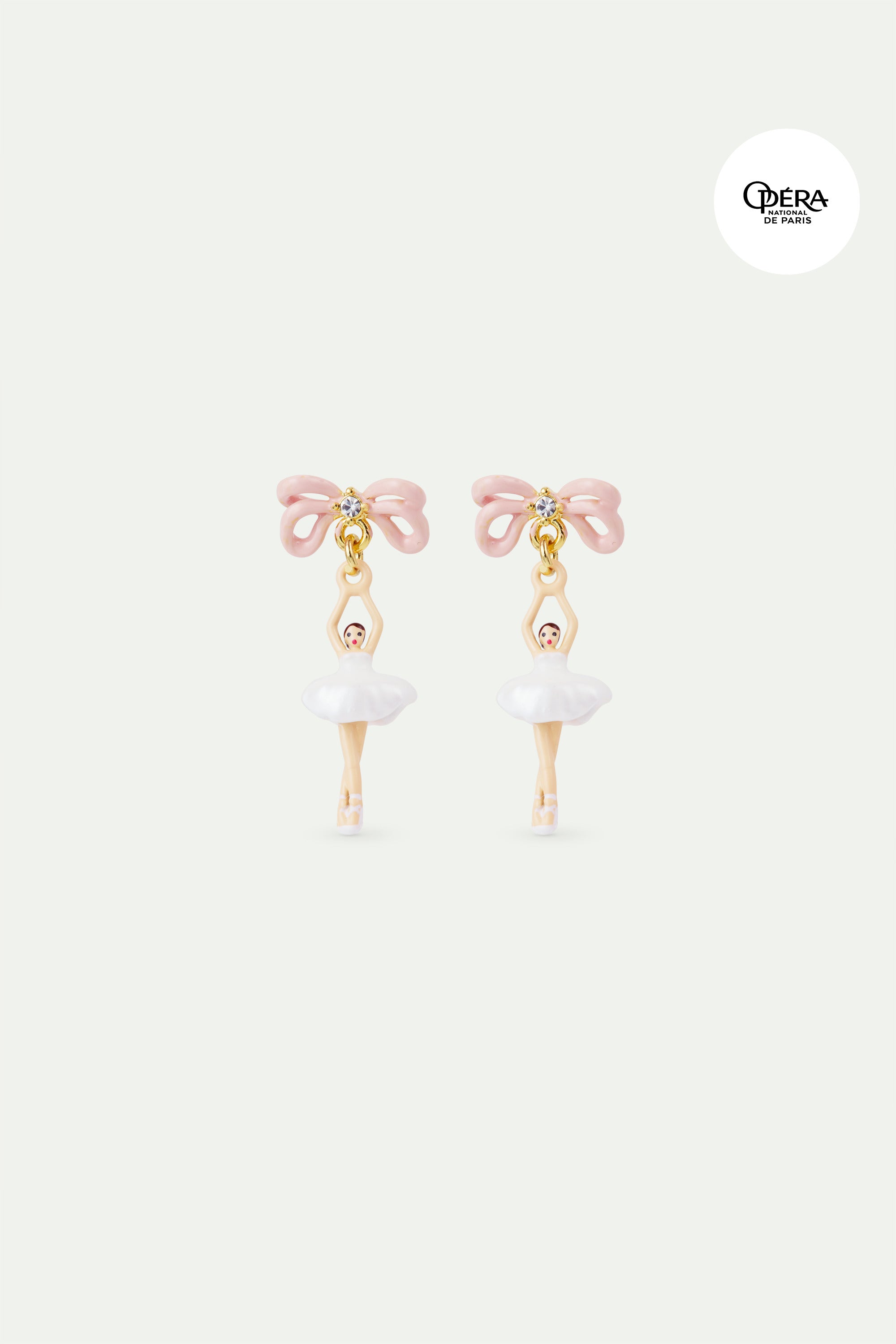 White tutu and pink bow mini ballerina earrings