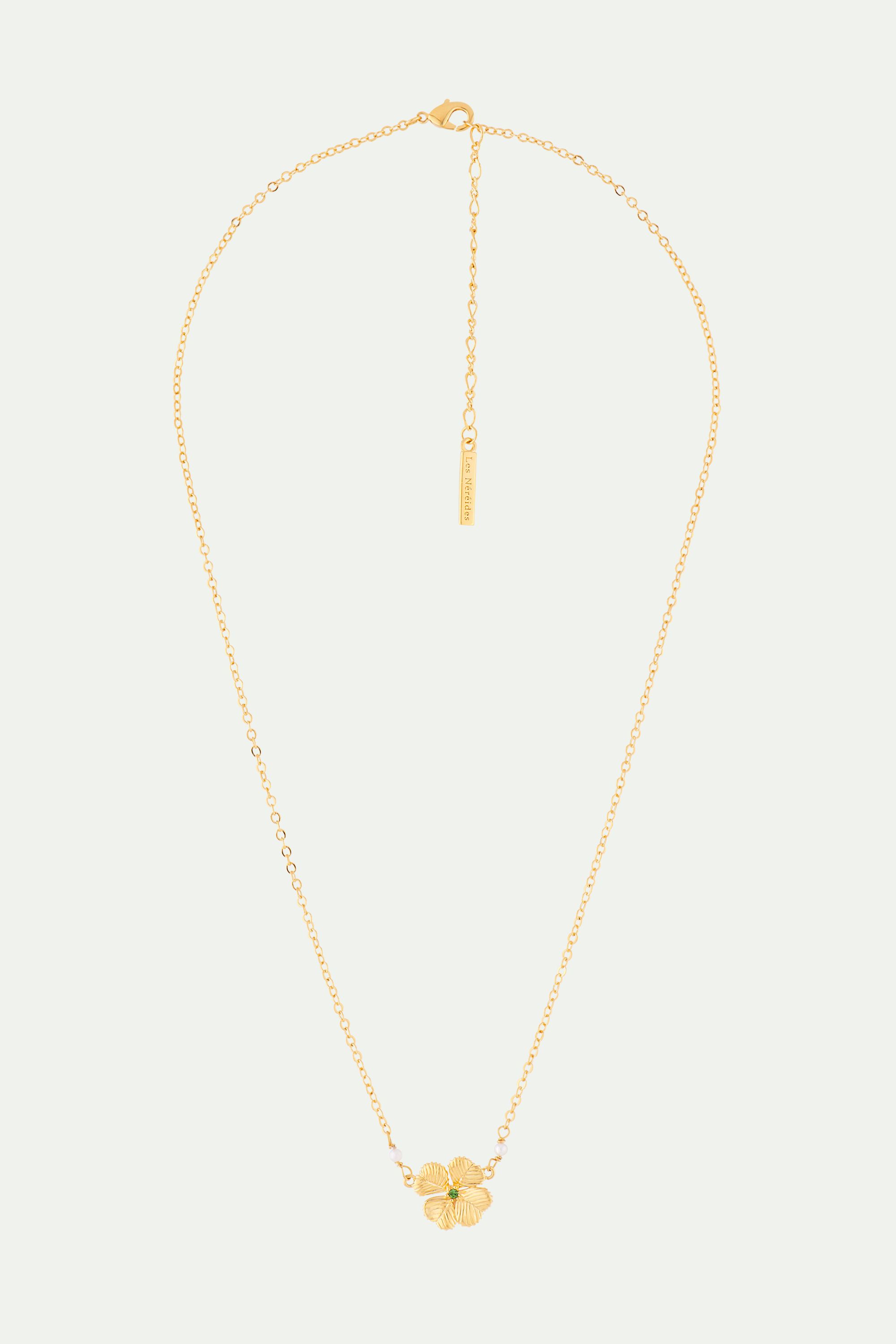 Clover and Crystal Pendant Necklace