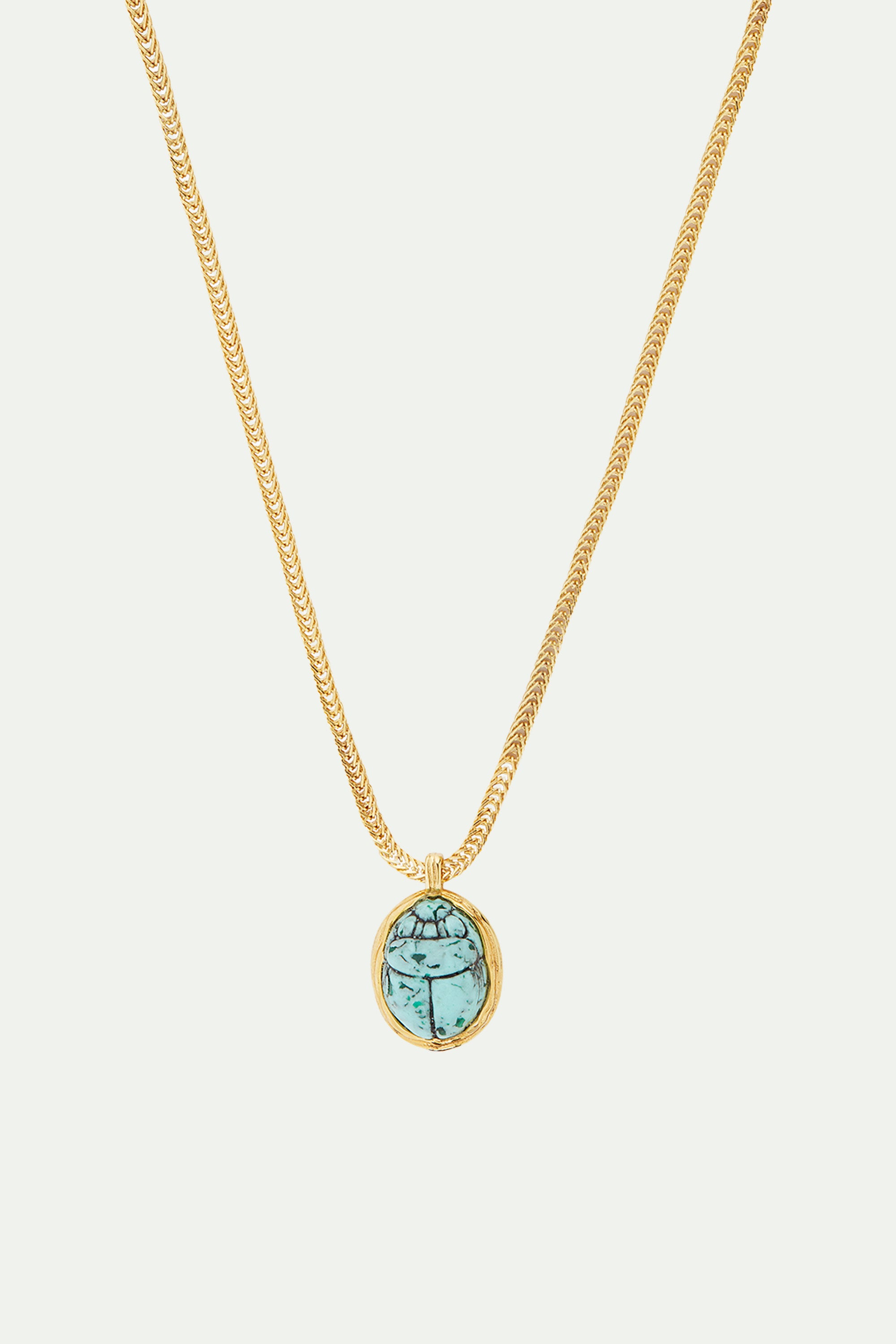 Turquoise scarab beetle pendant necklace