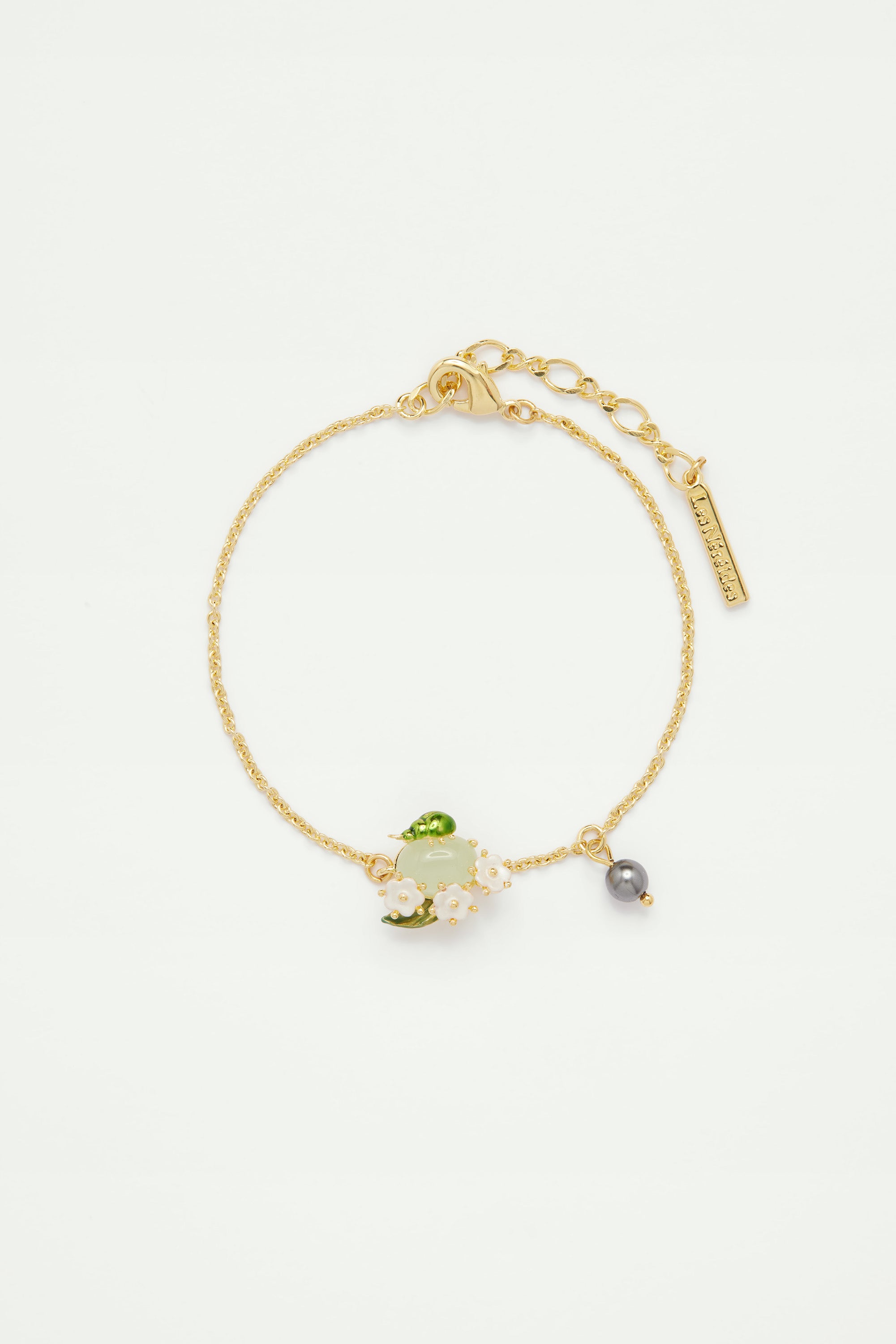 Blueberry and scarab beetle fine bracelet