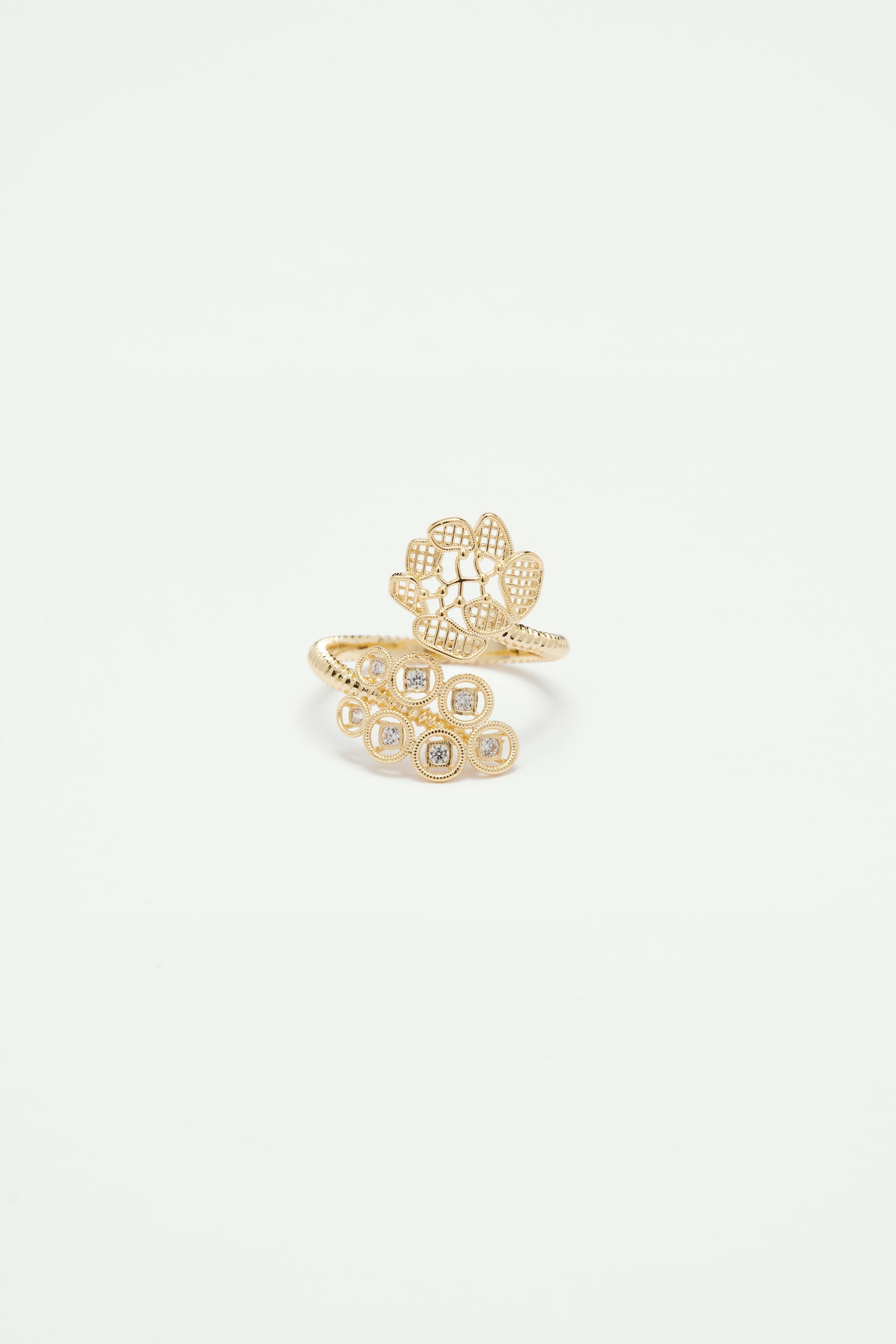 Gold thread adjustable ring