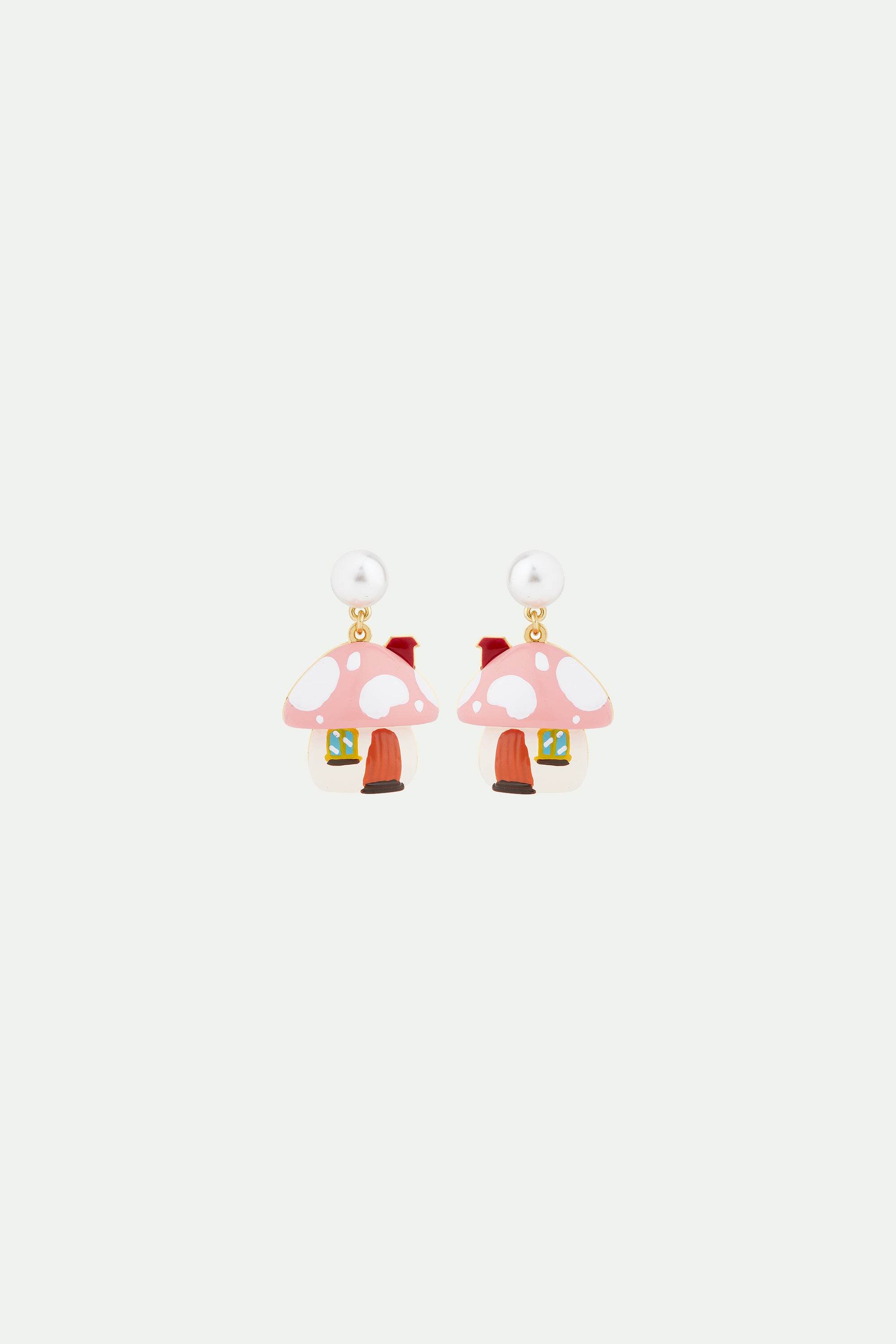 Mushroom house clip-on earrings