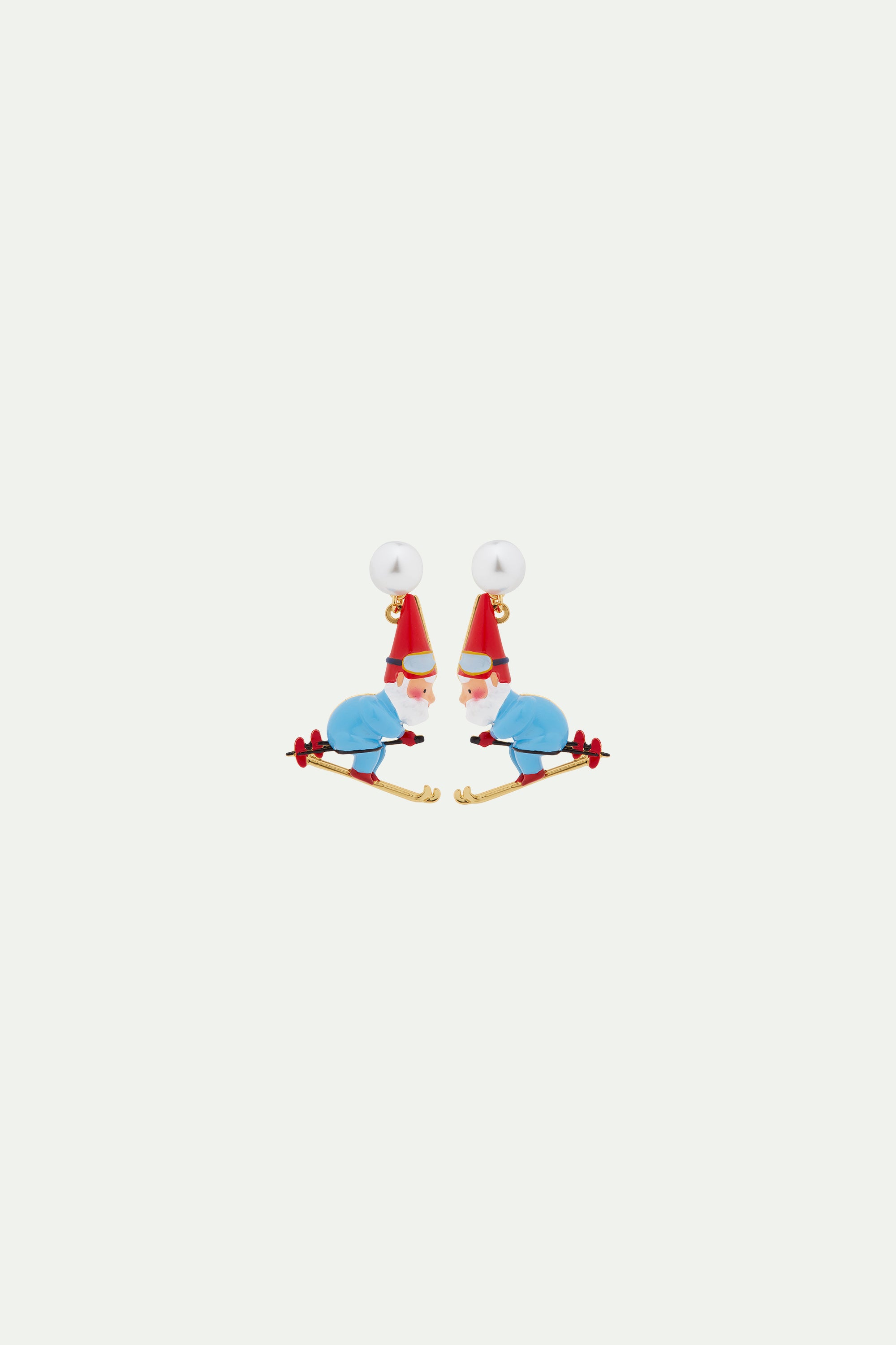 Skiing garden gnome dad clip-on earrings