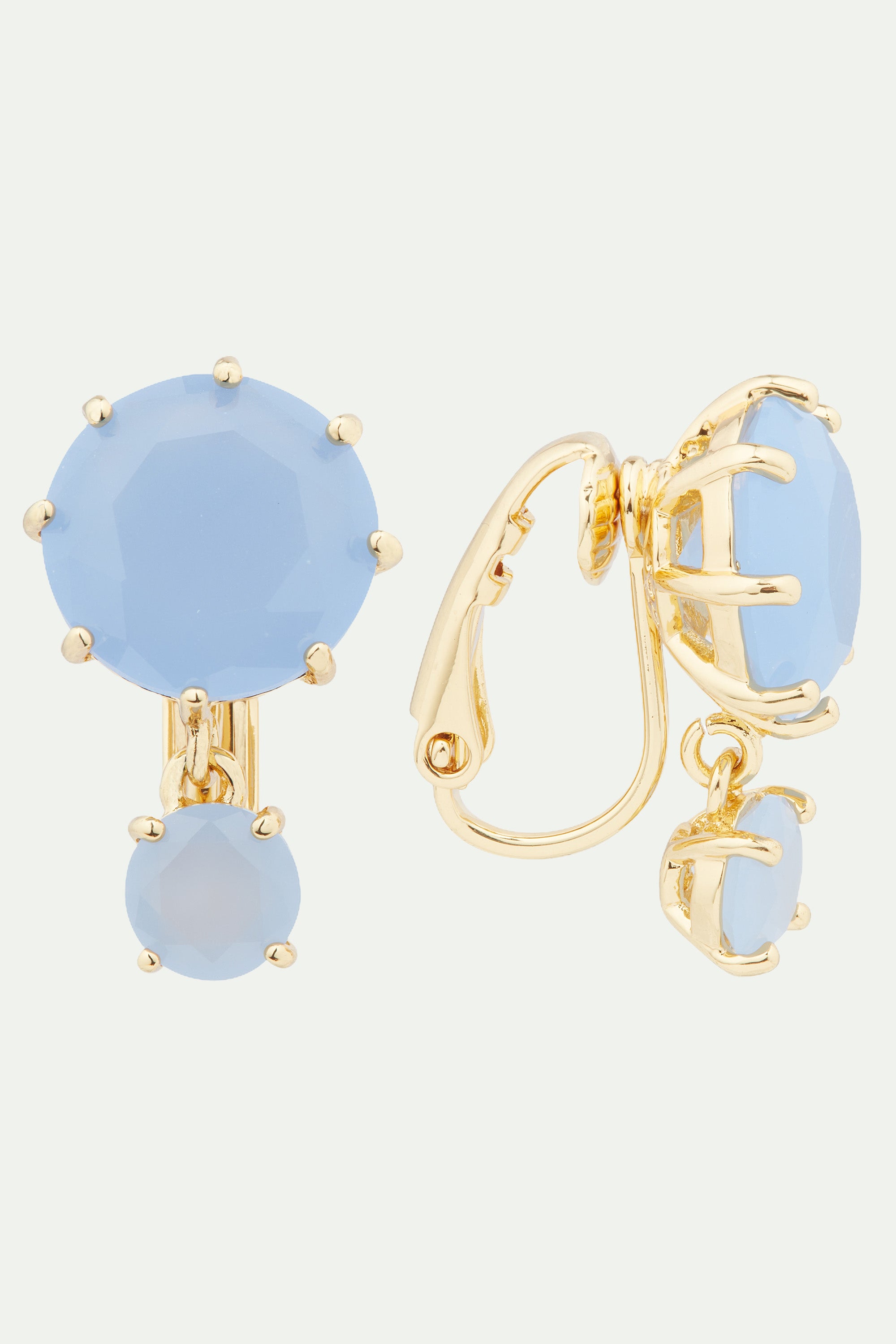 Sky blue Diamantine 2 round stone post earrings