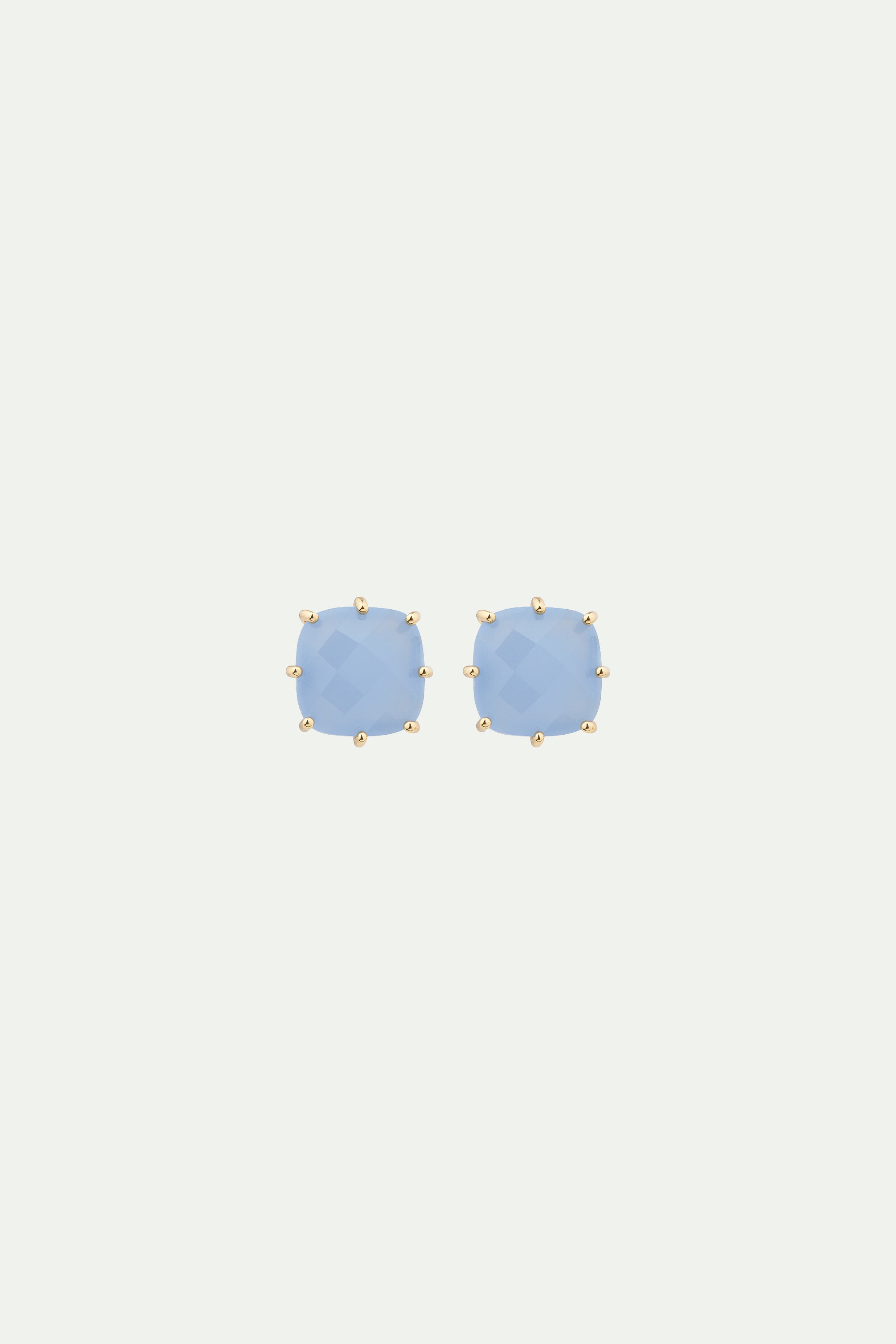 Sky blue Diamantine square stone post earrings