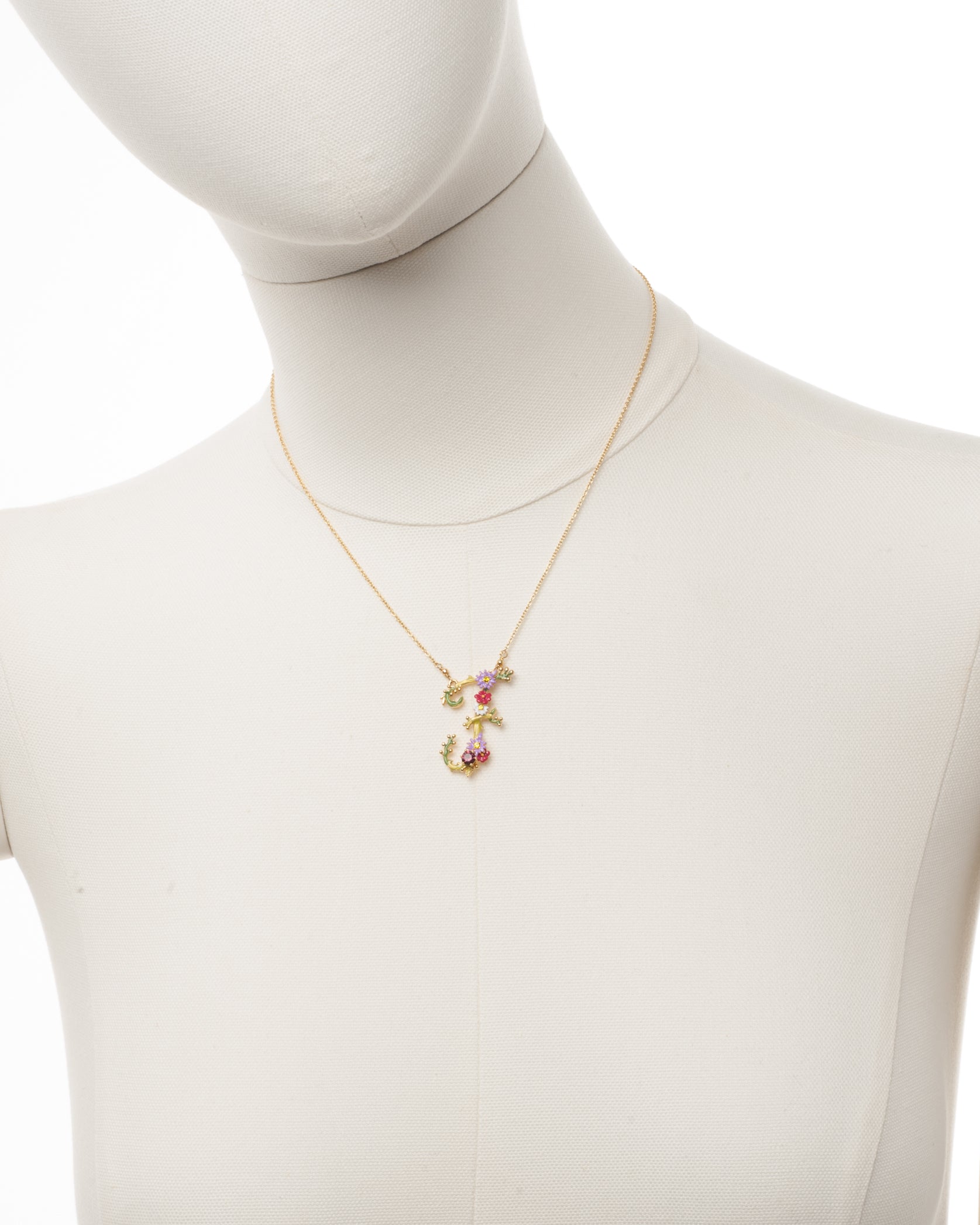 Necklace 38+4cm LETTRES FLORALES Letter F