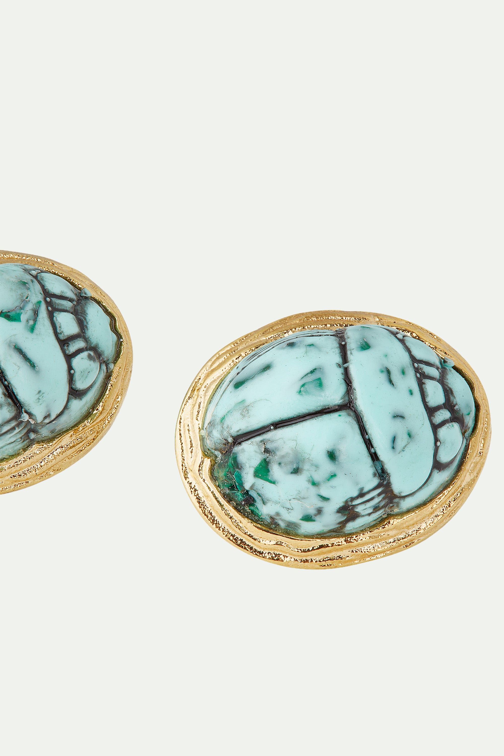 Turquoise scarab beetle clip-on earrings
