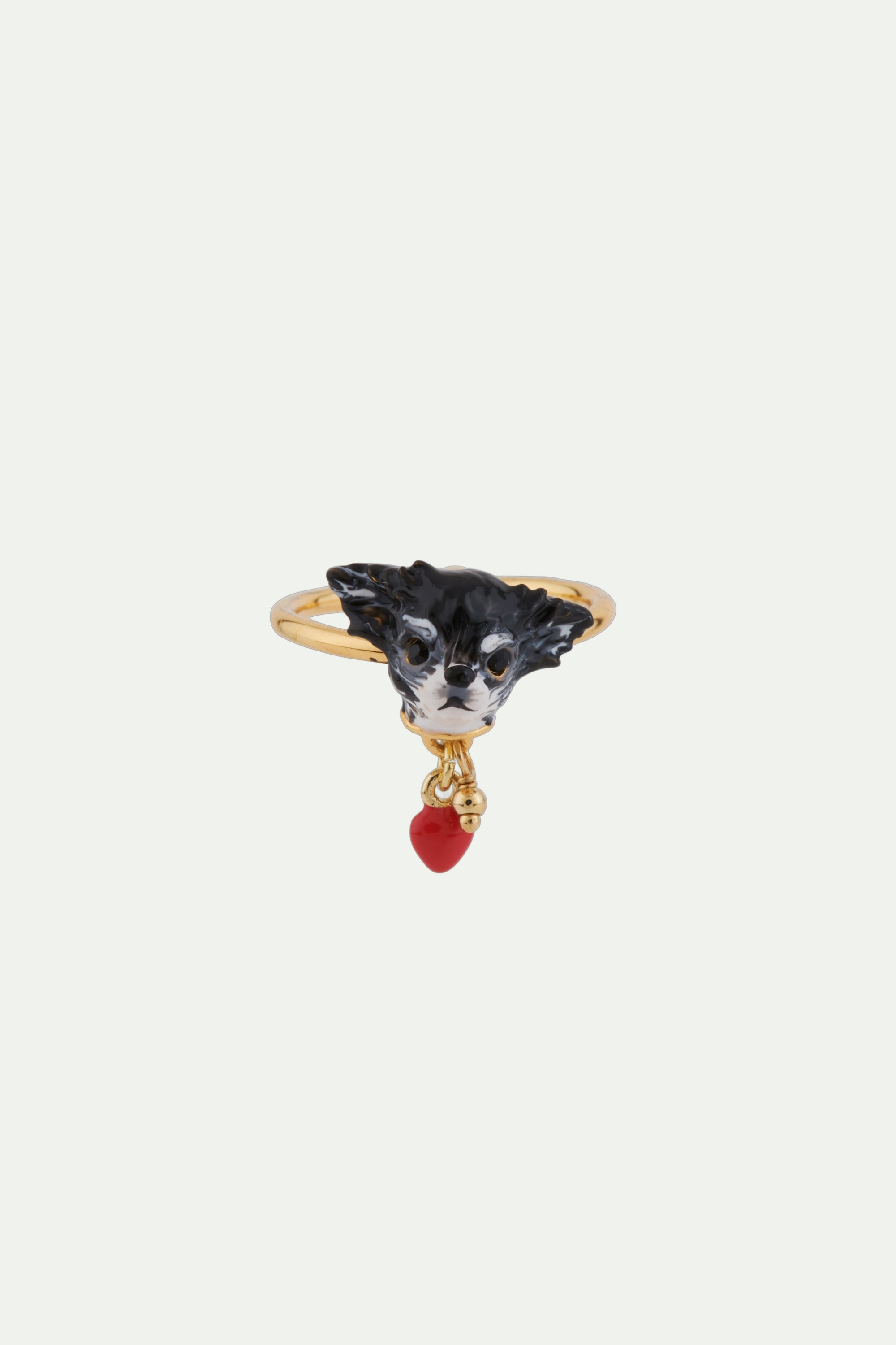 Little chihuahua and heart ajustable ring