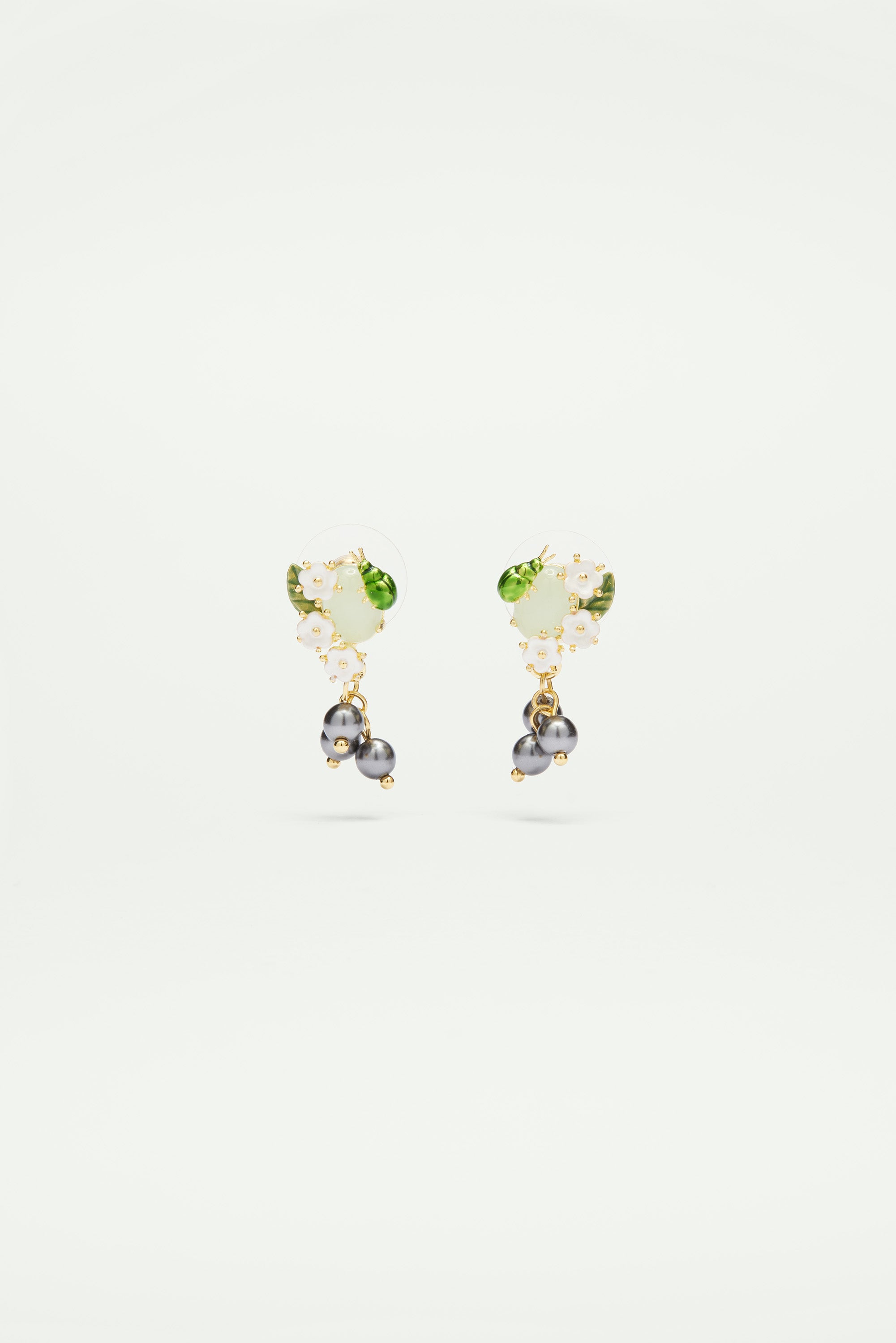 Blueberry and scarab beetle earrings