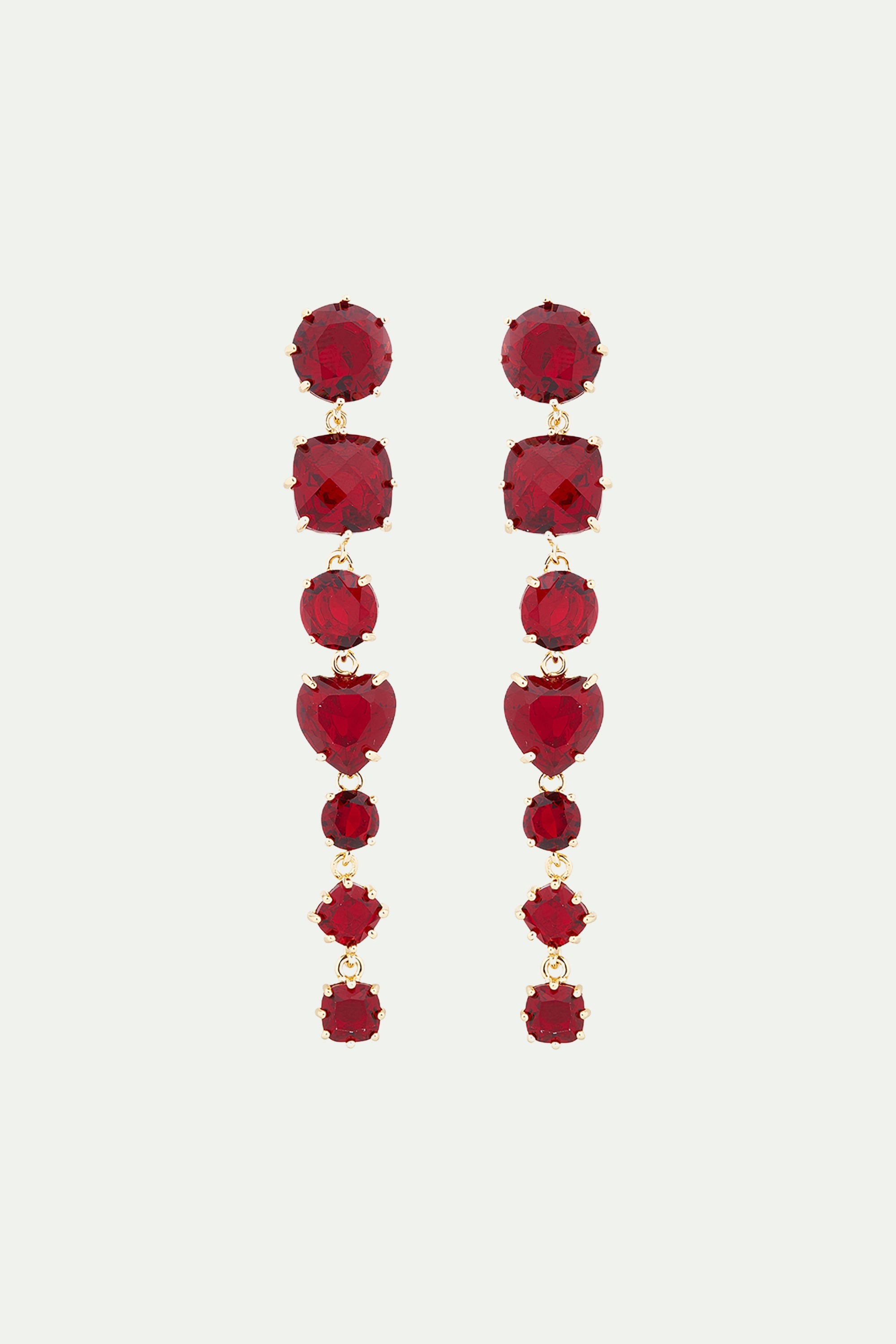 Garnet red diamantine 7 stone post earrings