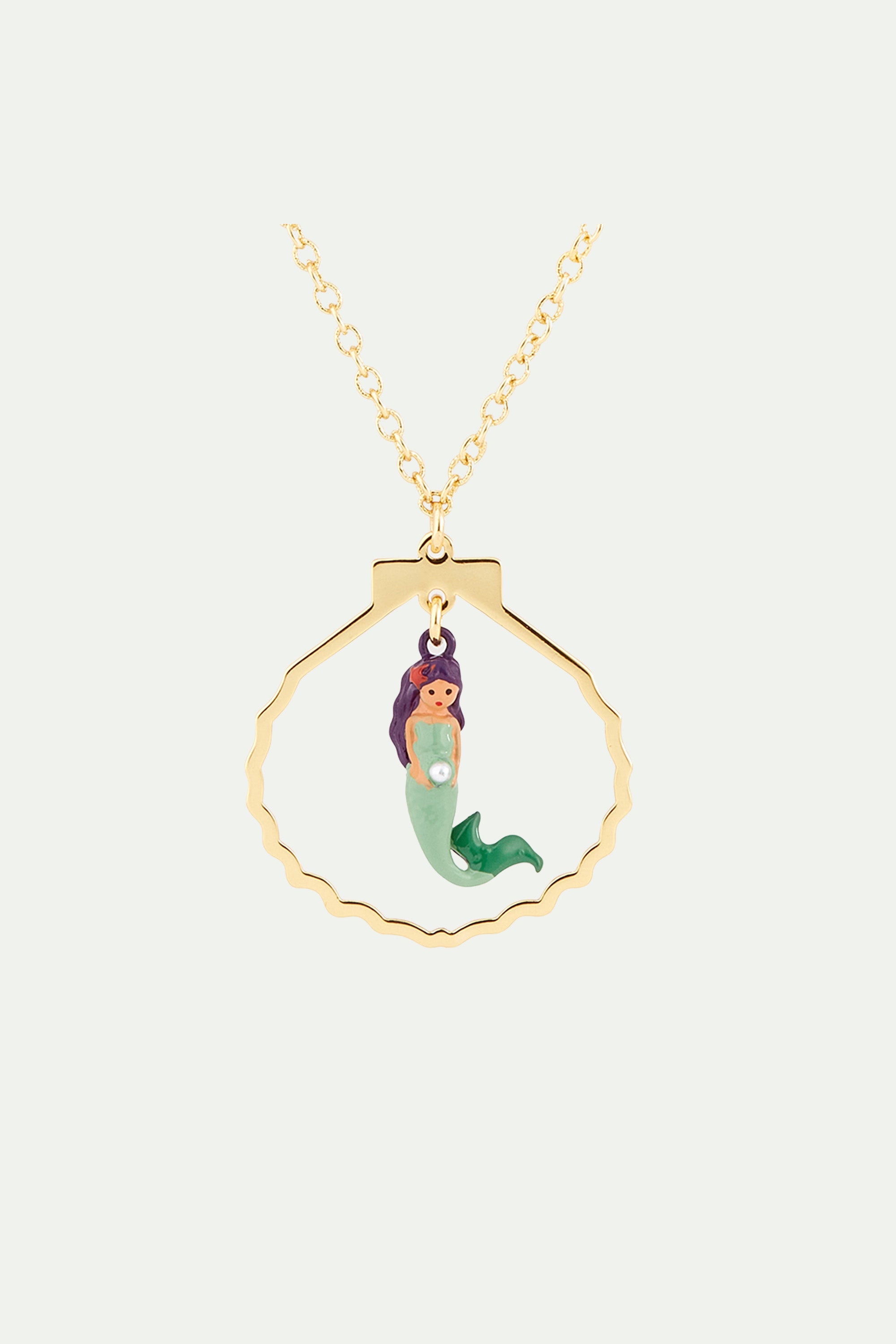 Mermaid and fish charm necklace