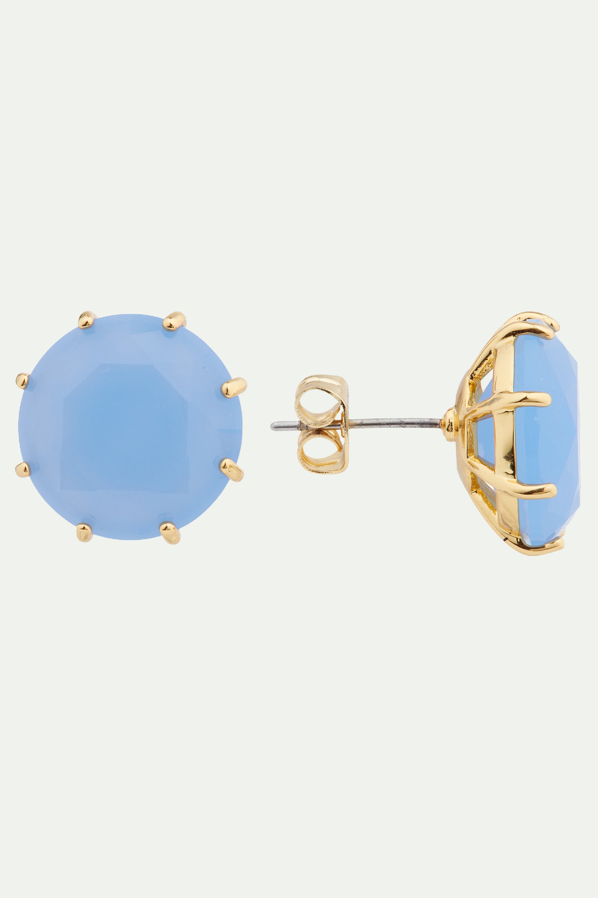 Sky blue Diamantine round stone post earrings