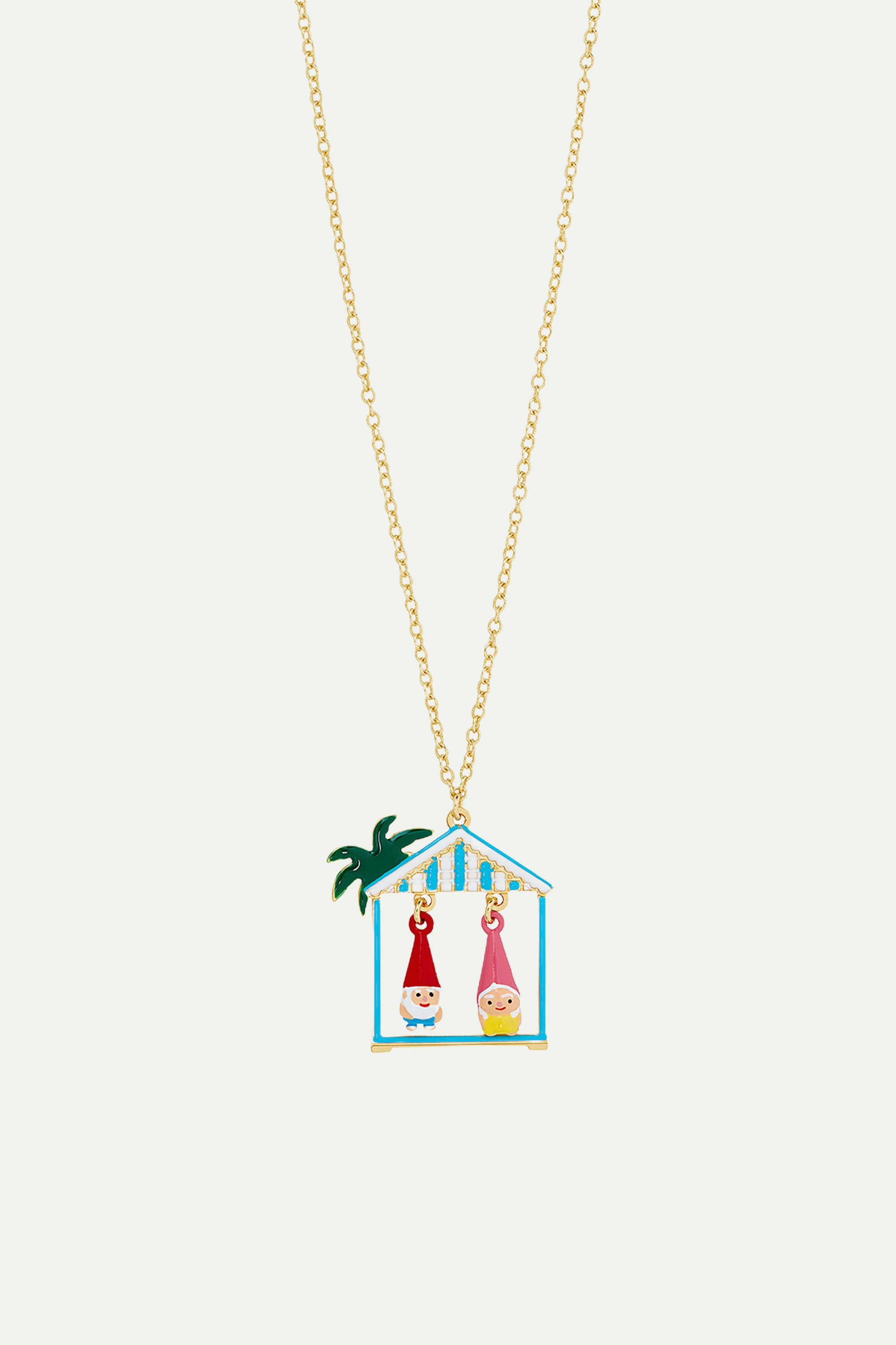 Toadstool Family couple and beach hut pendant necklace