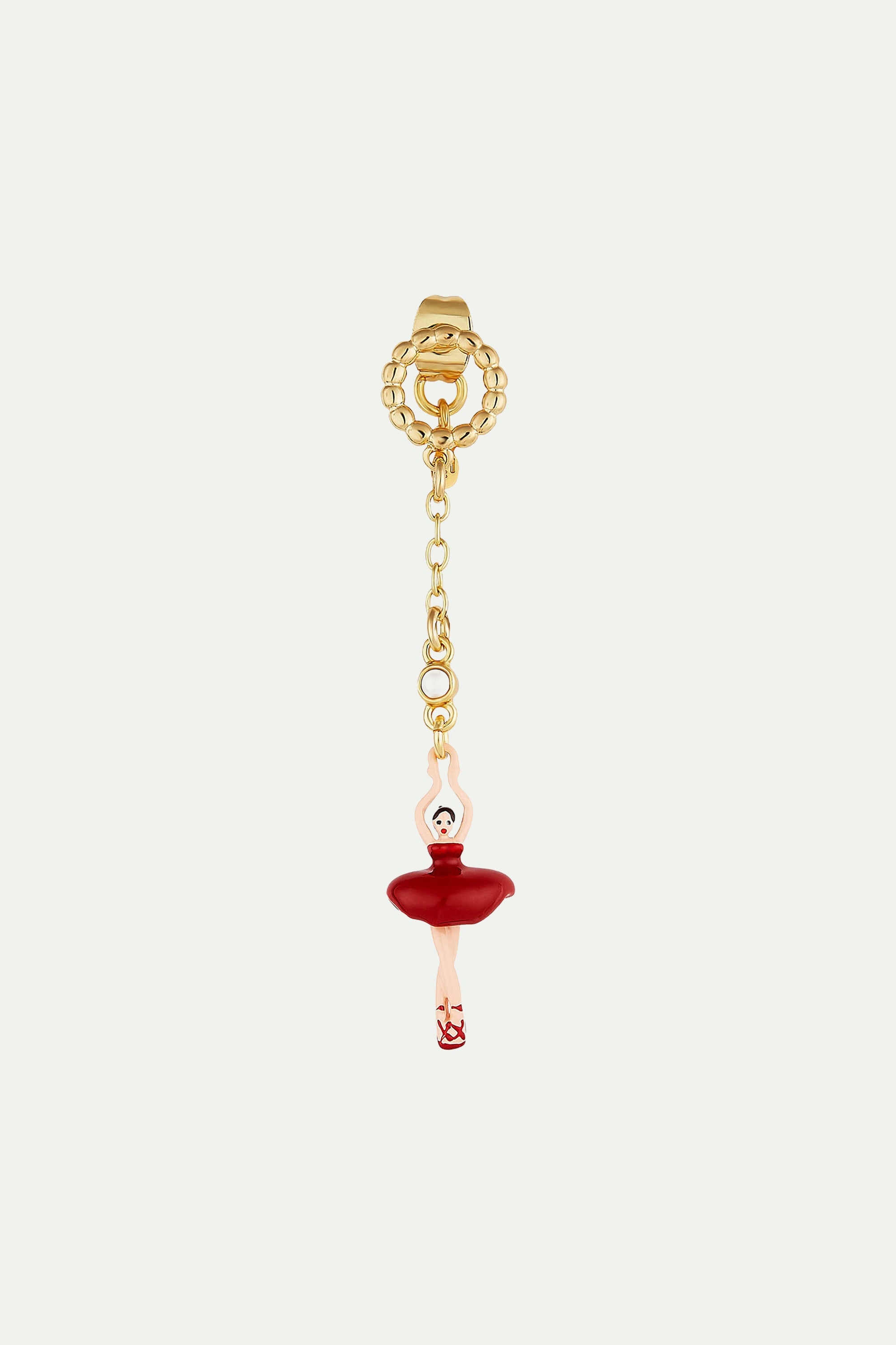 Beaded ring and white tutu ballerina post earrings