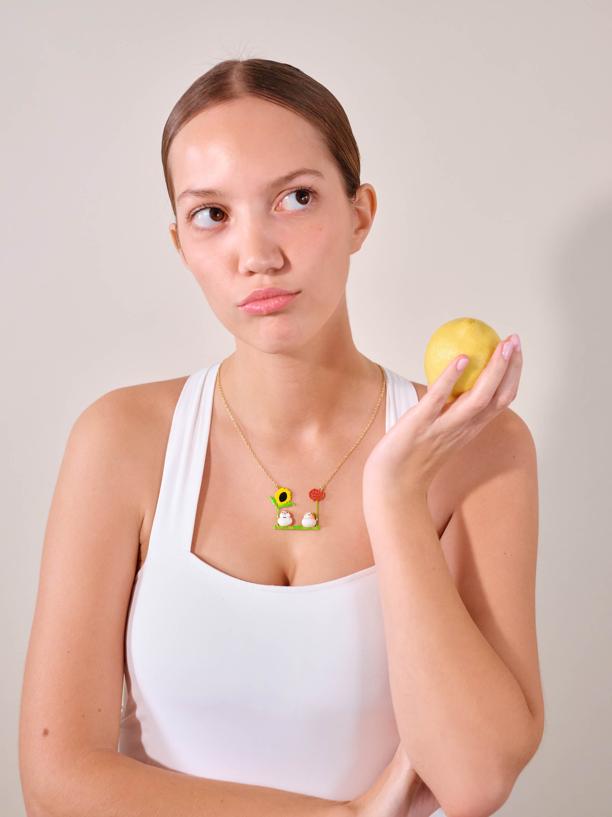 Hamster and flower statement necklace