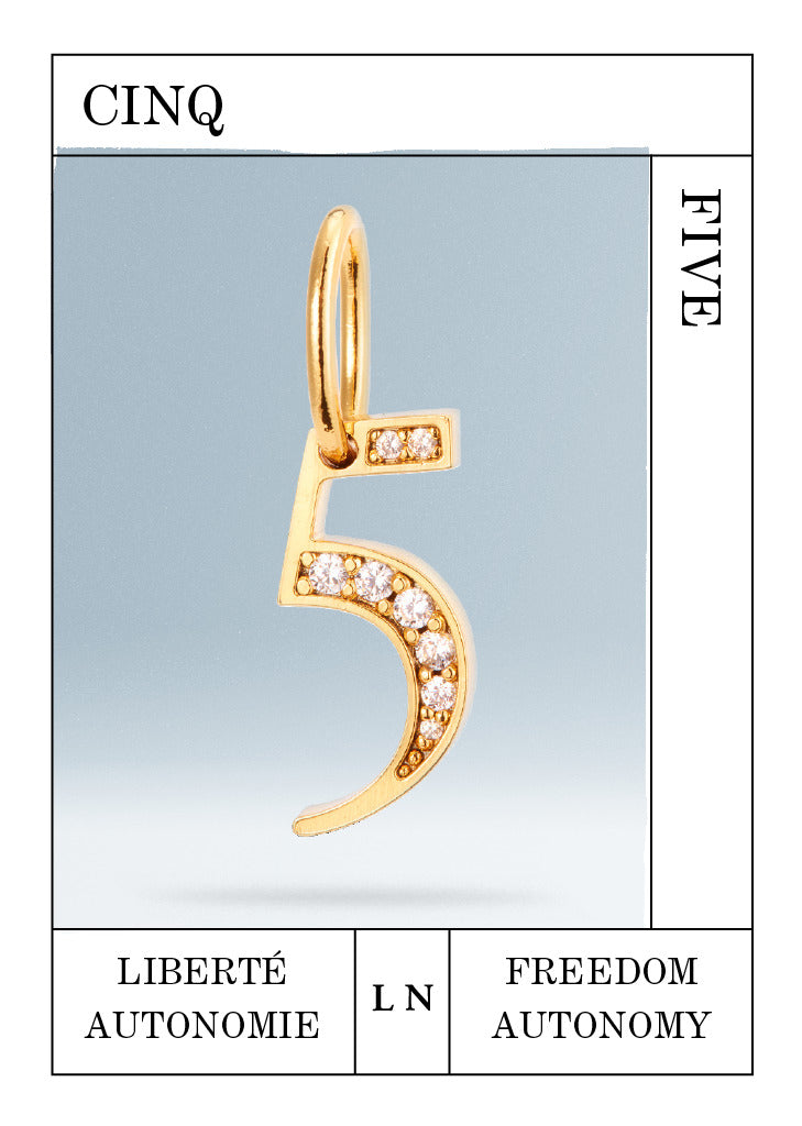 Number 5 pendant, freedom and independence