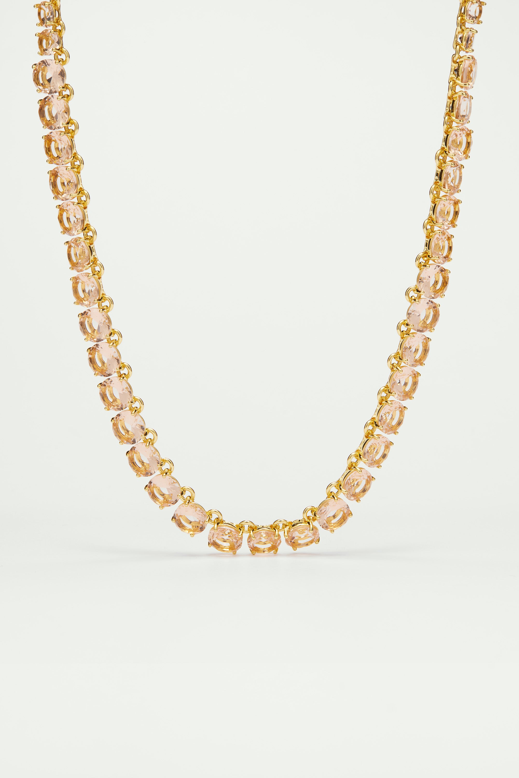 Apricot pink diamantine round stone choker necklace