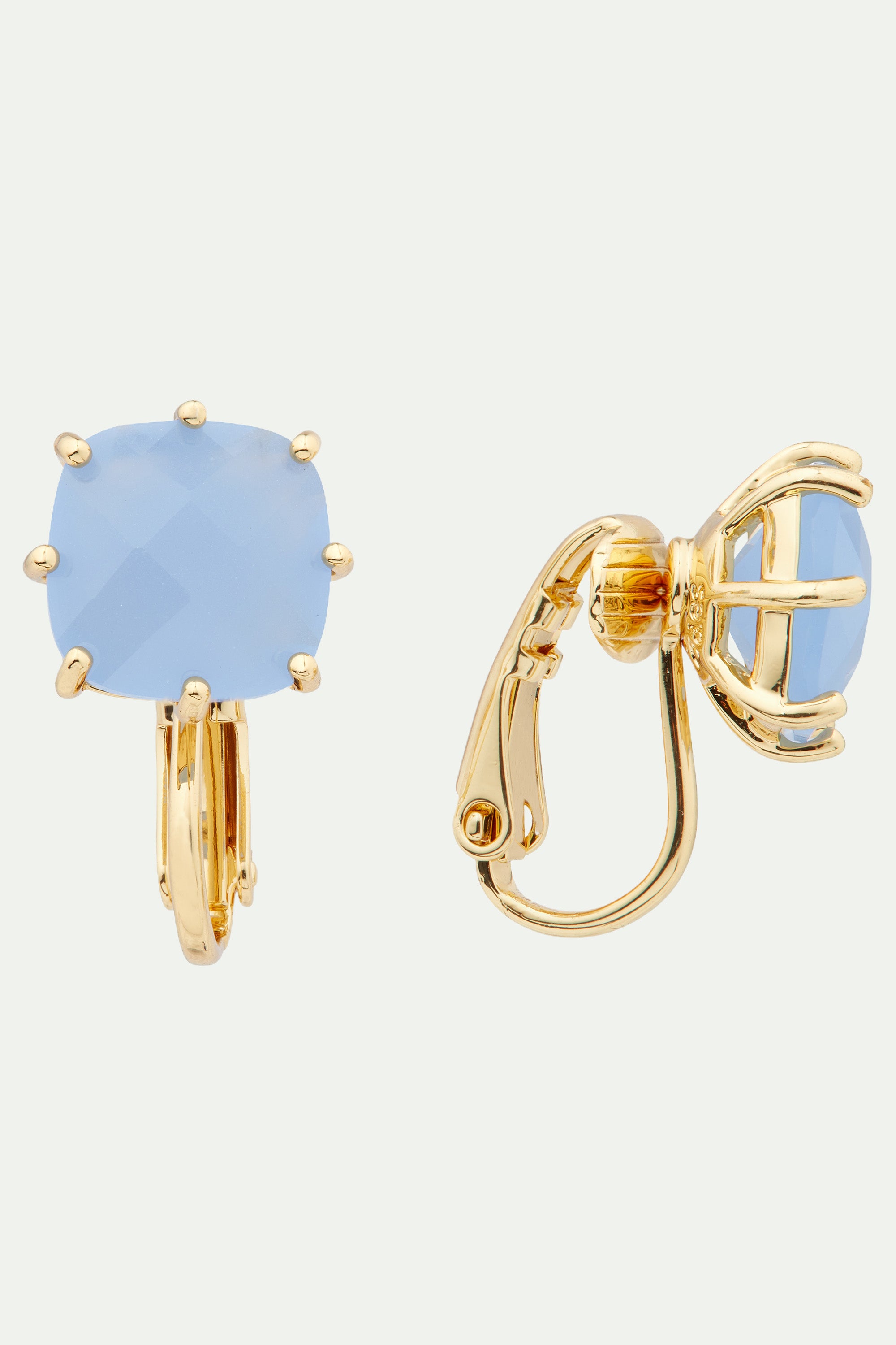Sky blue Diamantine square stone post earrings