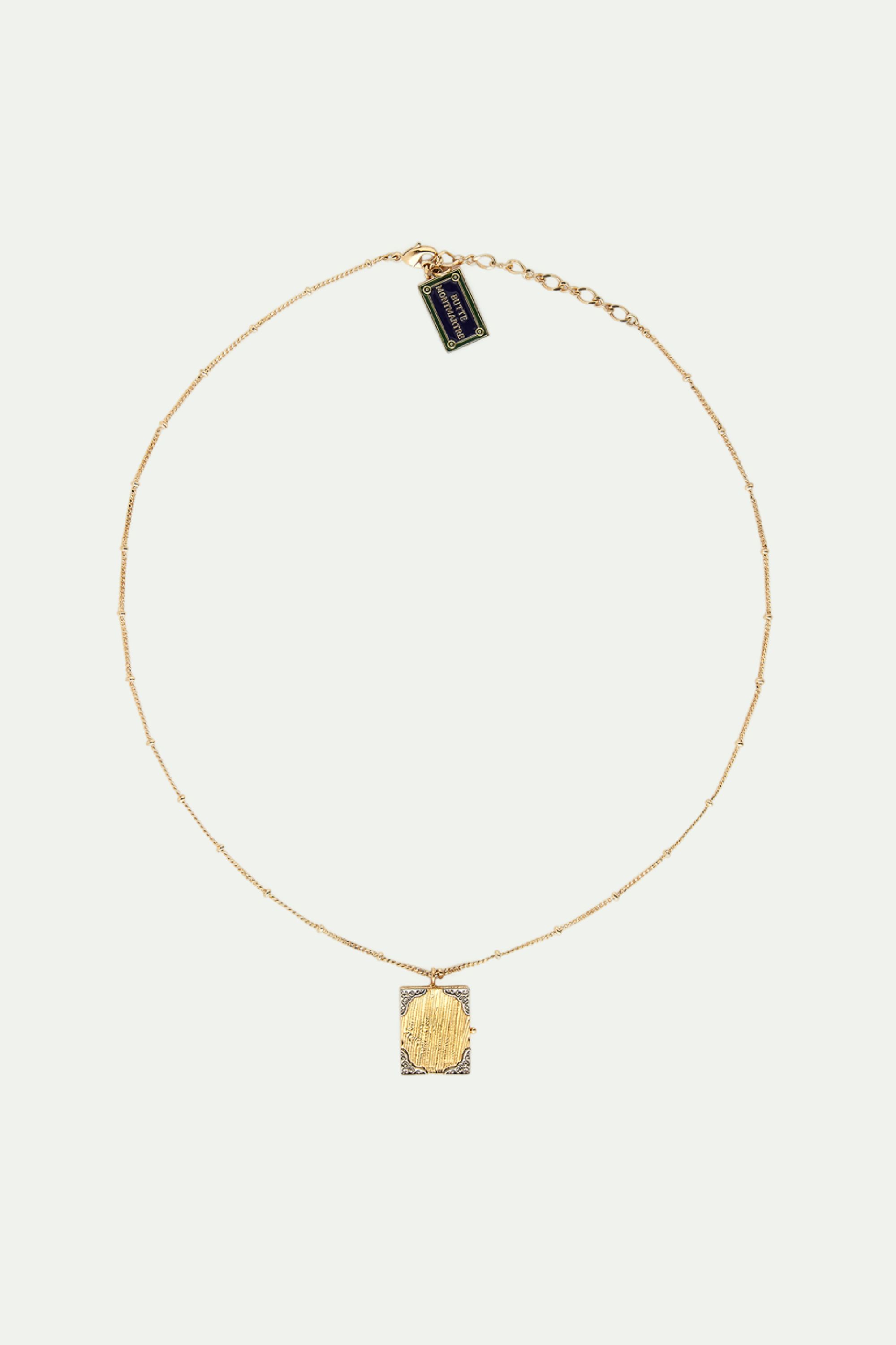 Golden art case pendant necklace