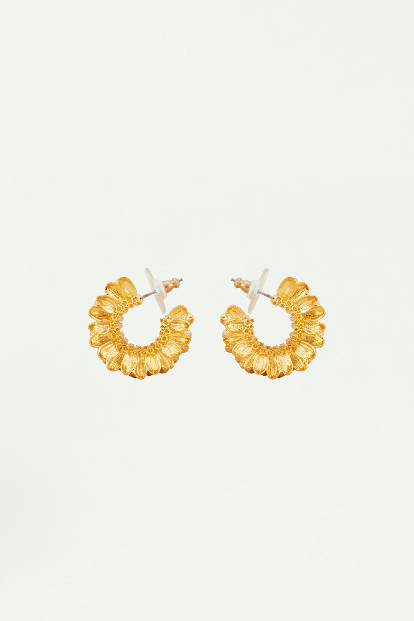 Sunflower post hoop earrings