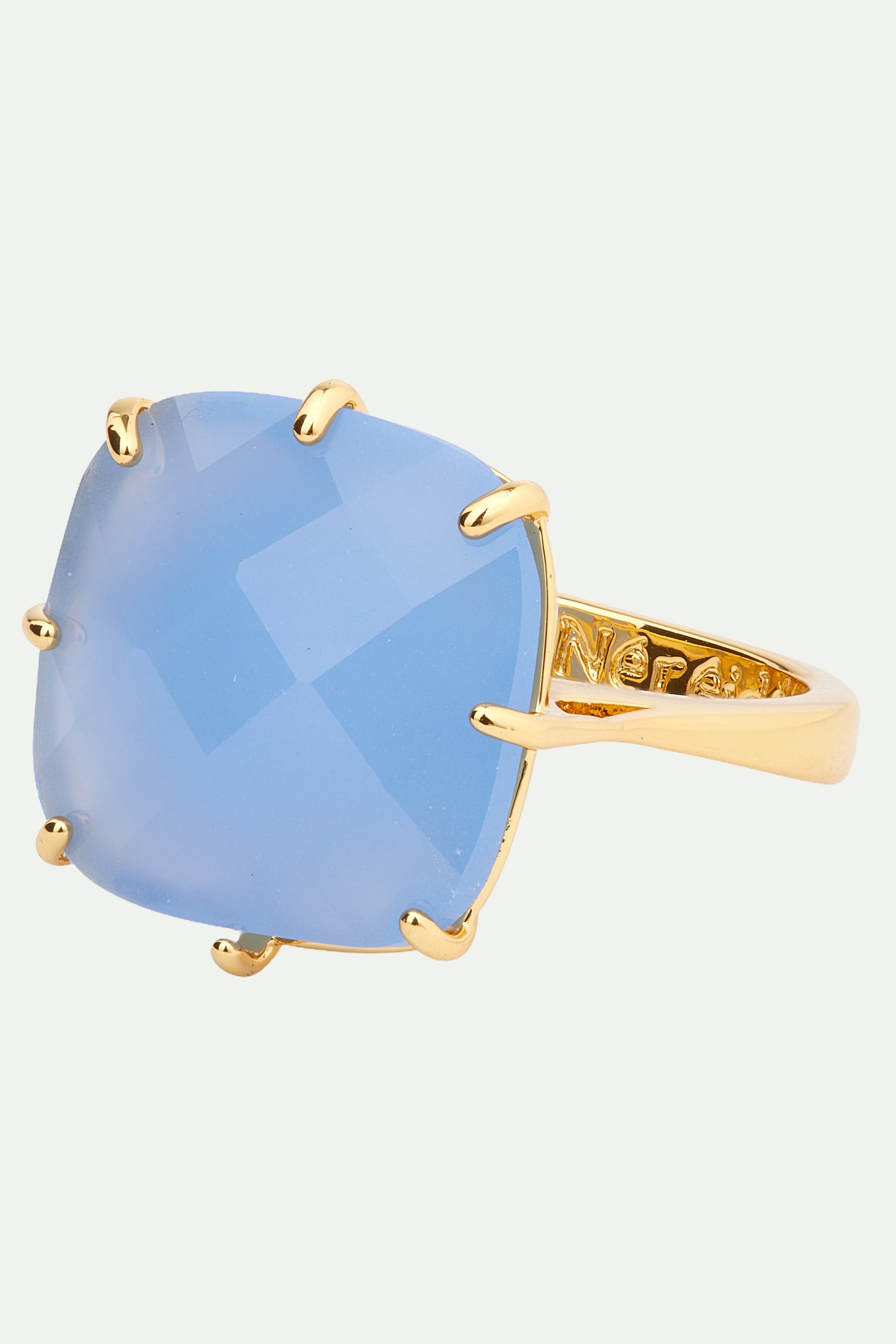 Sky blue Diamantine square solitaire ring