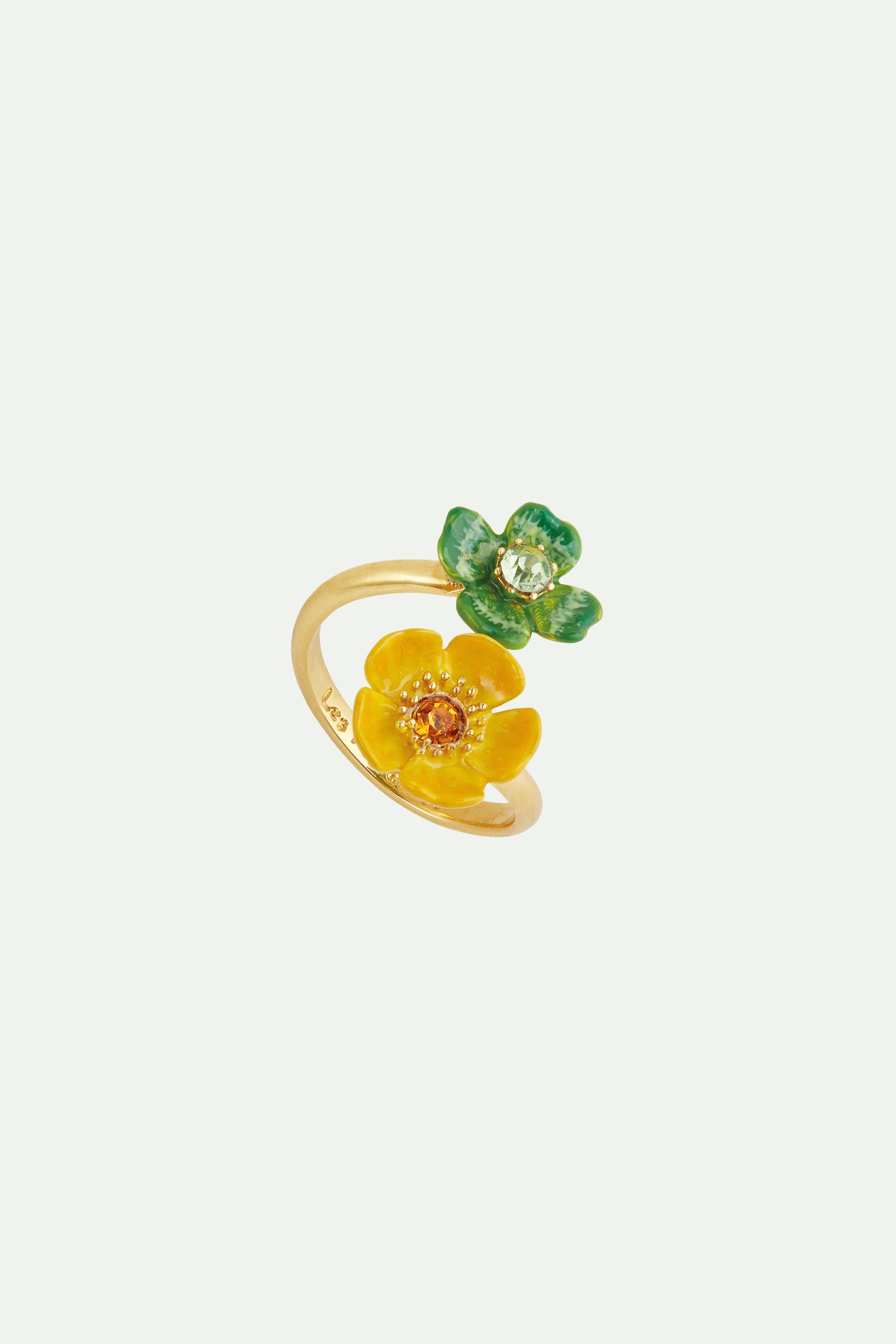 Buttercup and clover adjustable ring