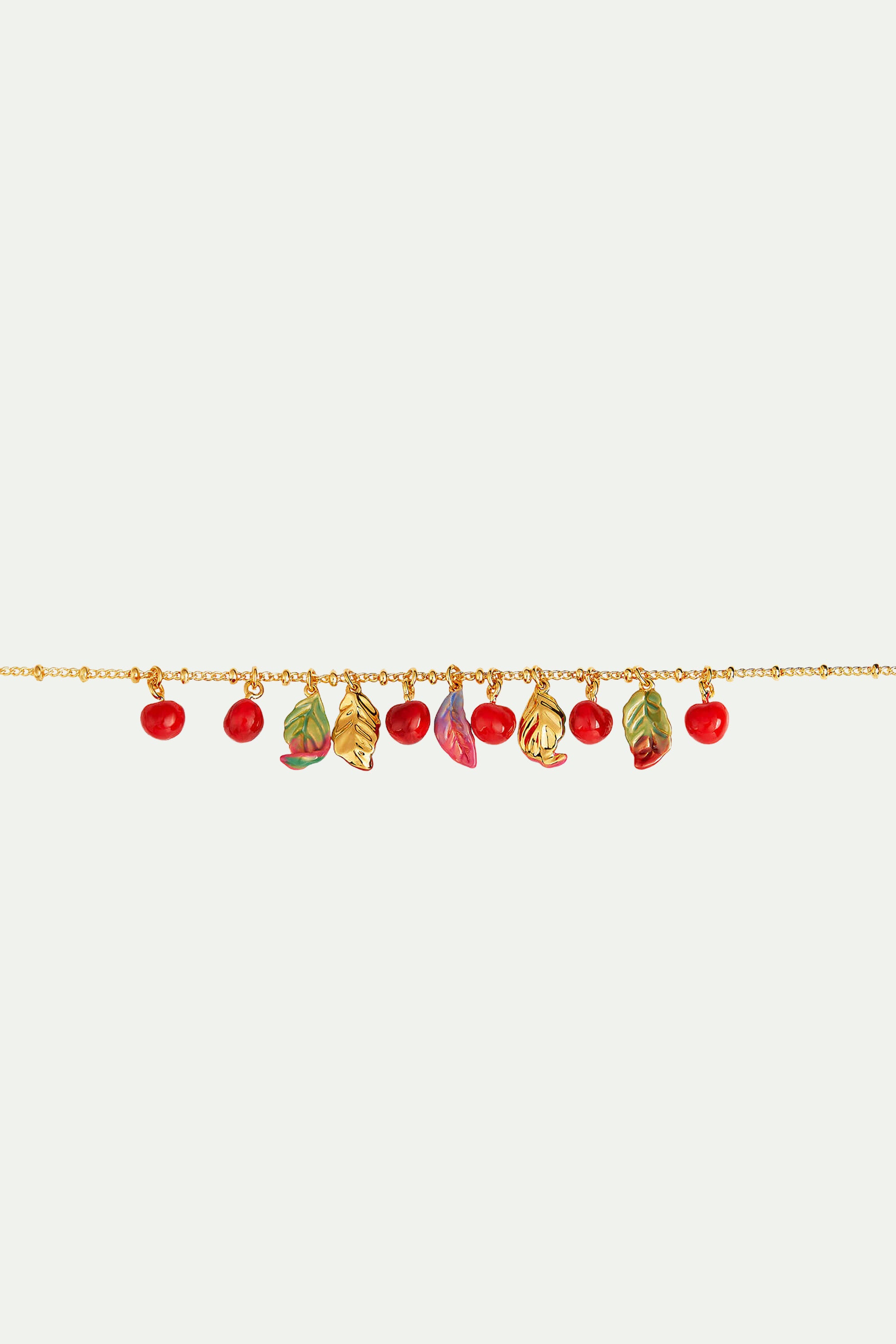 Cherries and Leaves Charm Bracelet