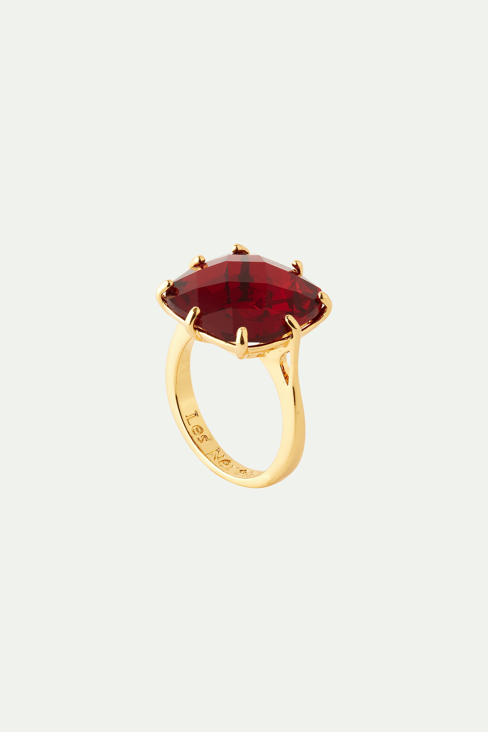 Garnet red Diamantine square solitaire ring