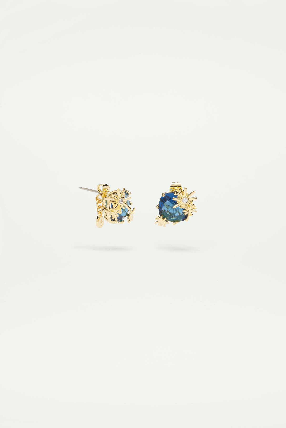 Gold stars and square stone earrings