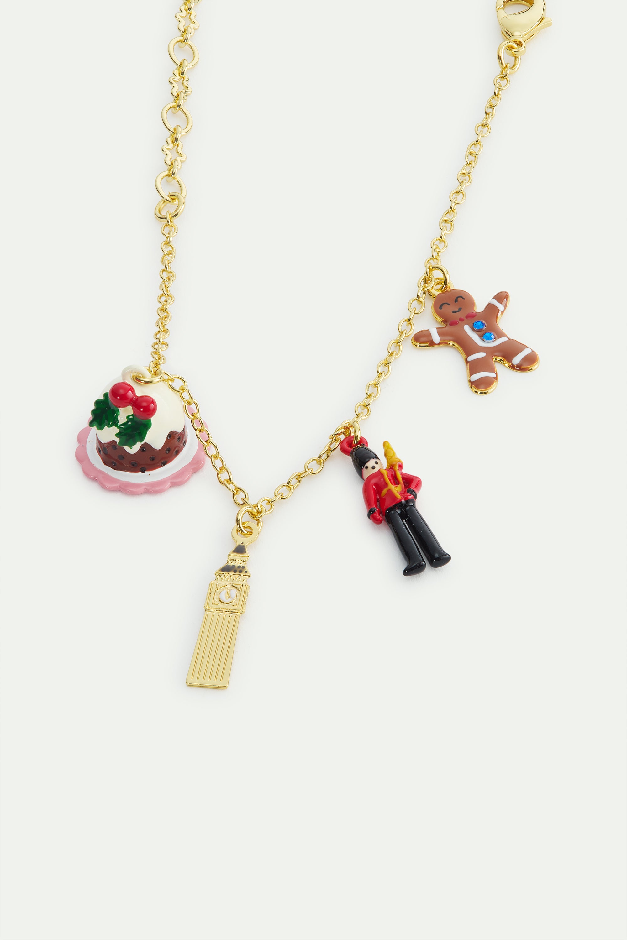 Christmas pudding, Big Ben, King's guard and gingerbread charm bracelet