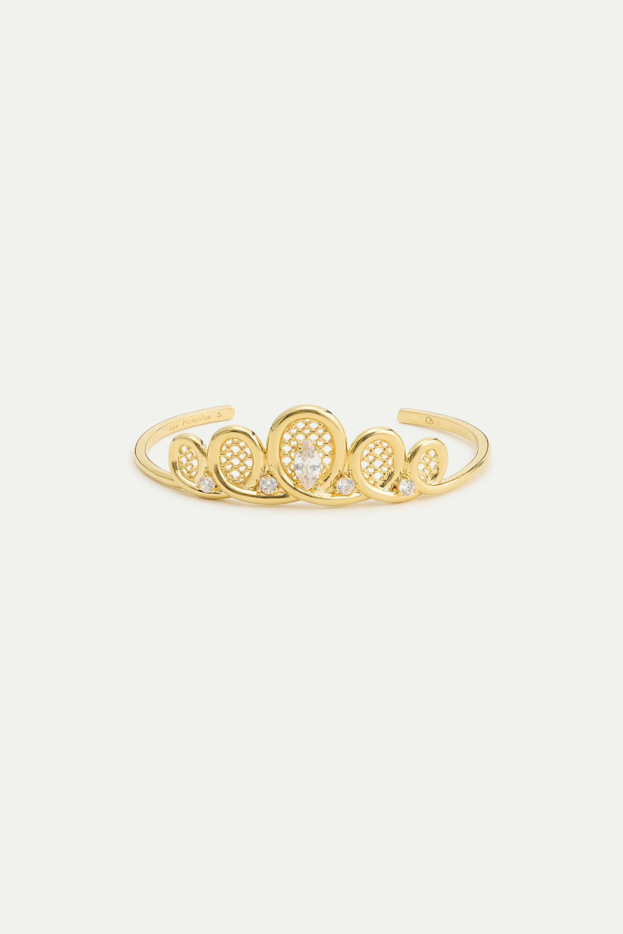 Golden filigree tiara cuff bracelet with crystals
