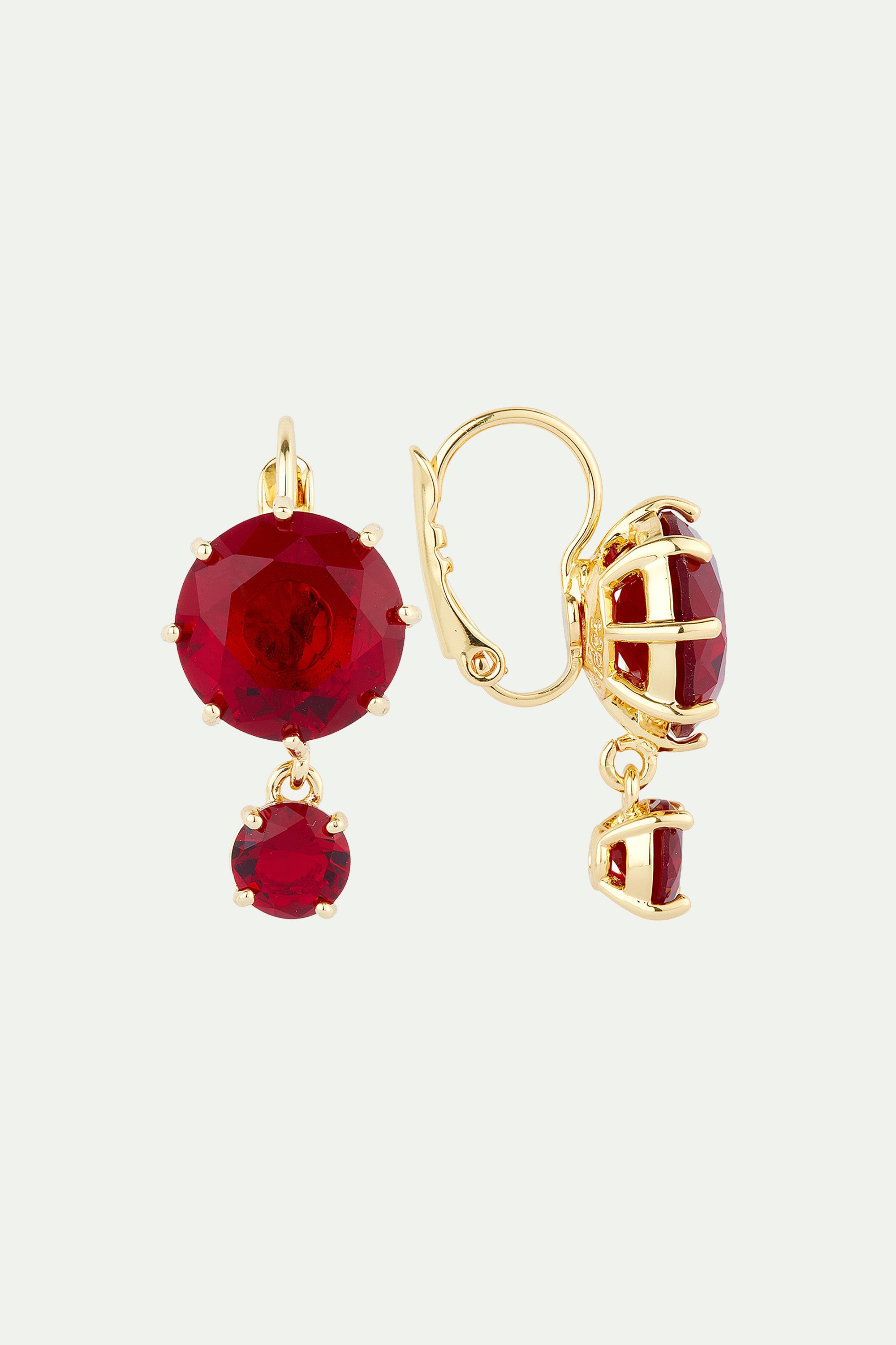 Garnet red diamantine 2 stone post earrings