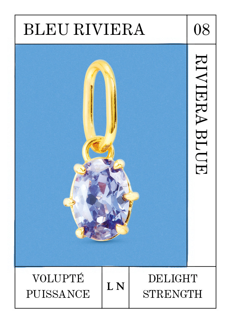 Blue Riviera stone pendant, Voluptuousness and Strength - August
