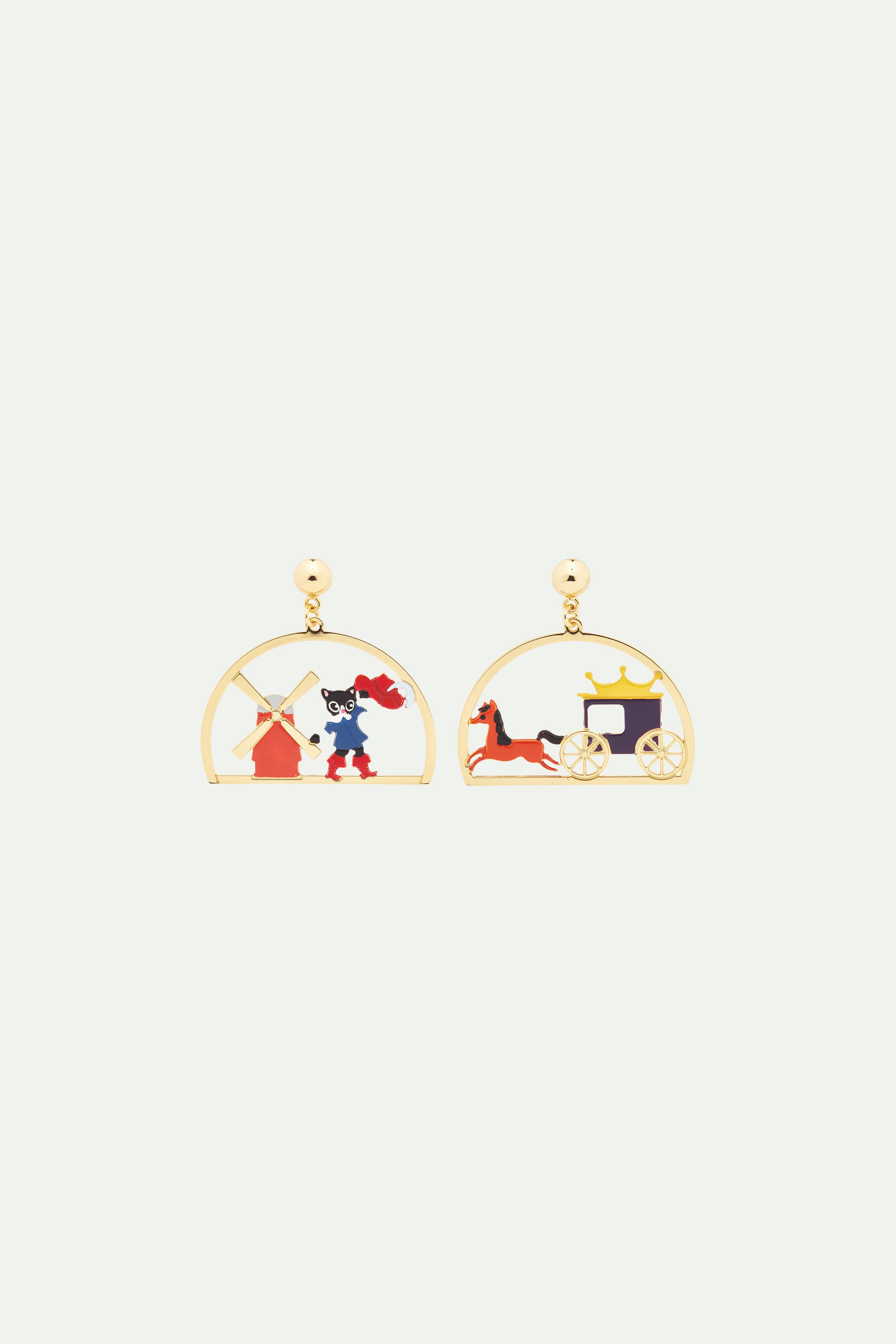 Charming cat and windmill post earrings