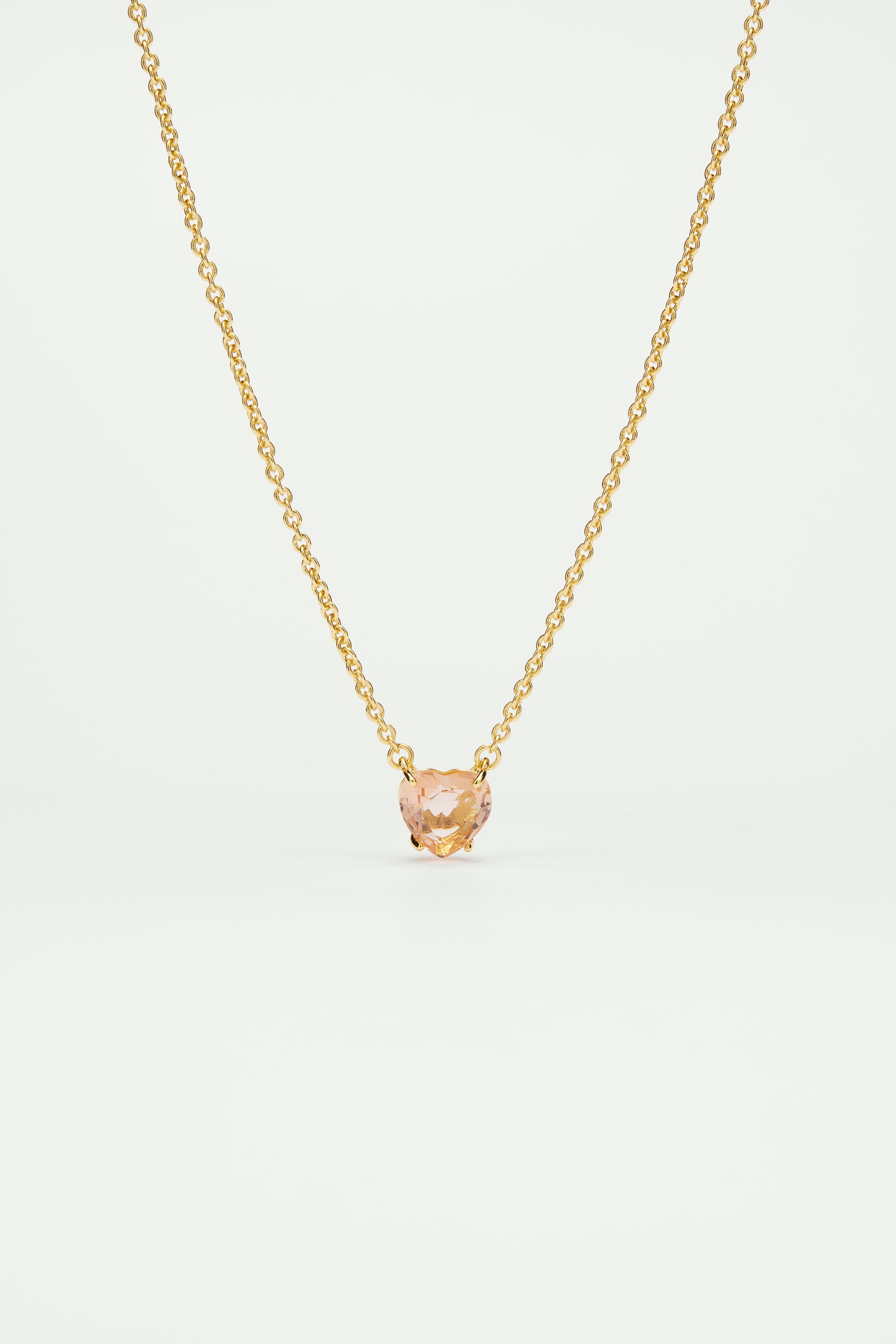 Apricot pink diamantine fine heart necklace