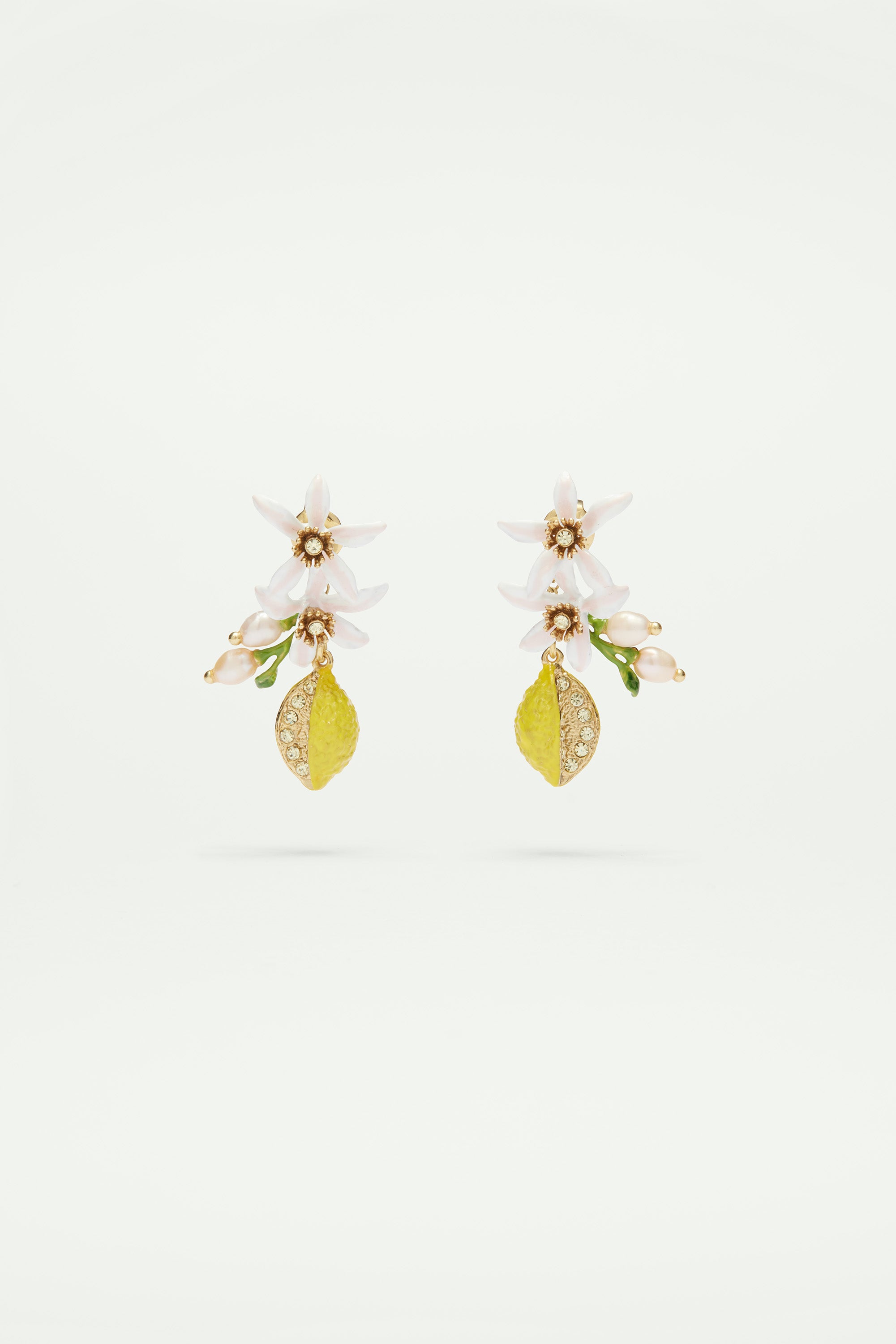 Half lemon and lemon blossom post earrings